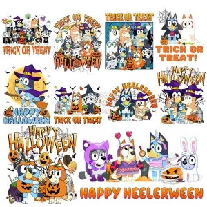 11 Halloween Cartoon Dog Designs Bundle PNG