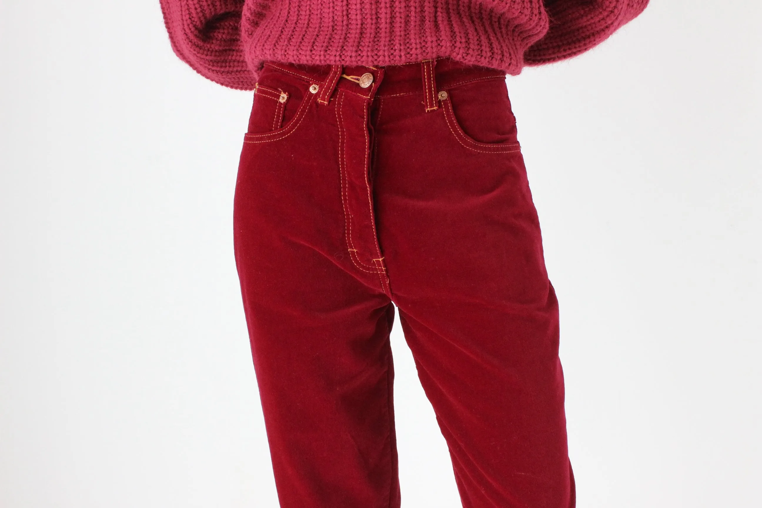 90s HOT Velvet Slim Leg High Waist Jeans
