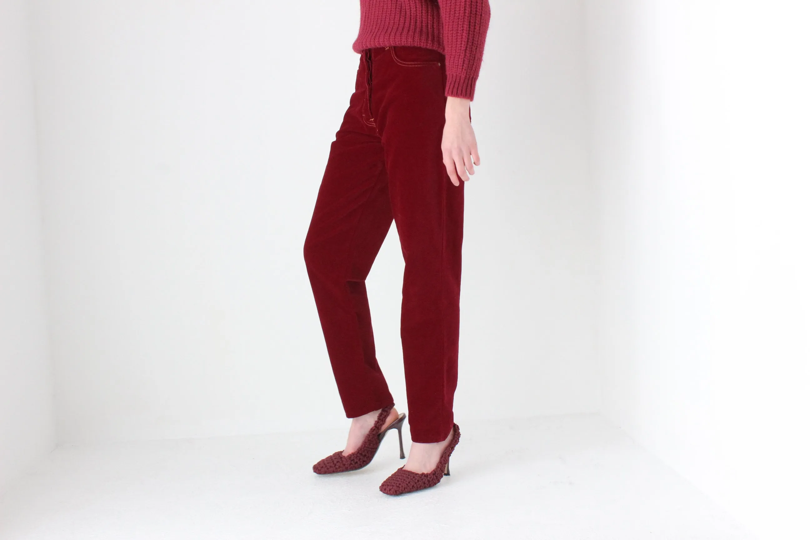 90s HOT Velvet Slim Leg High Waist Jeans