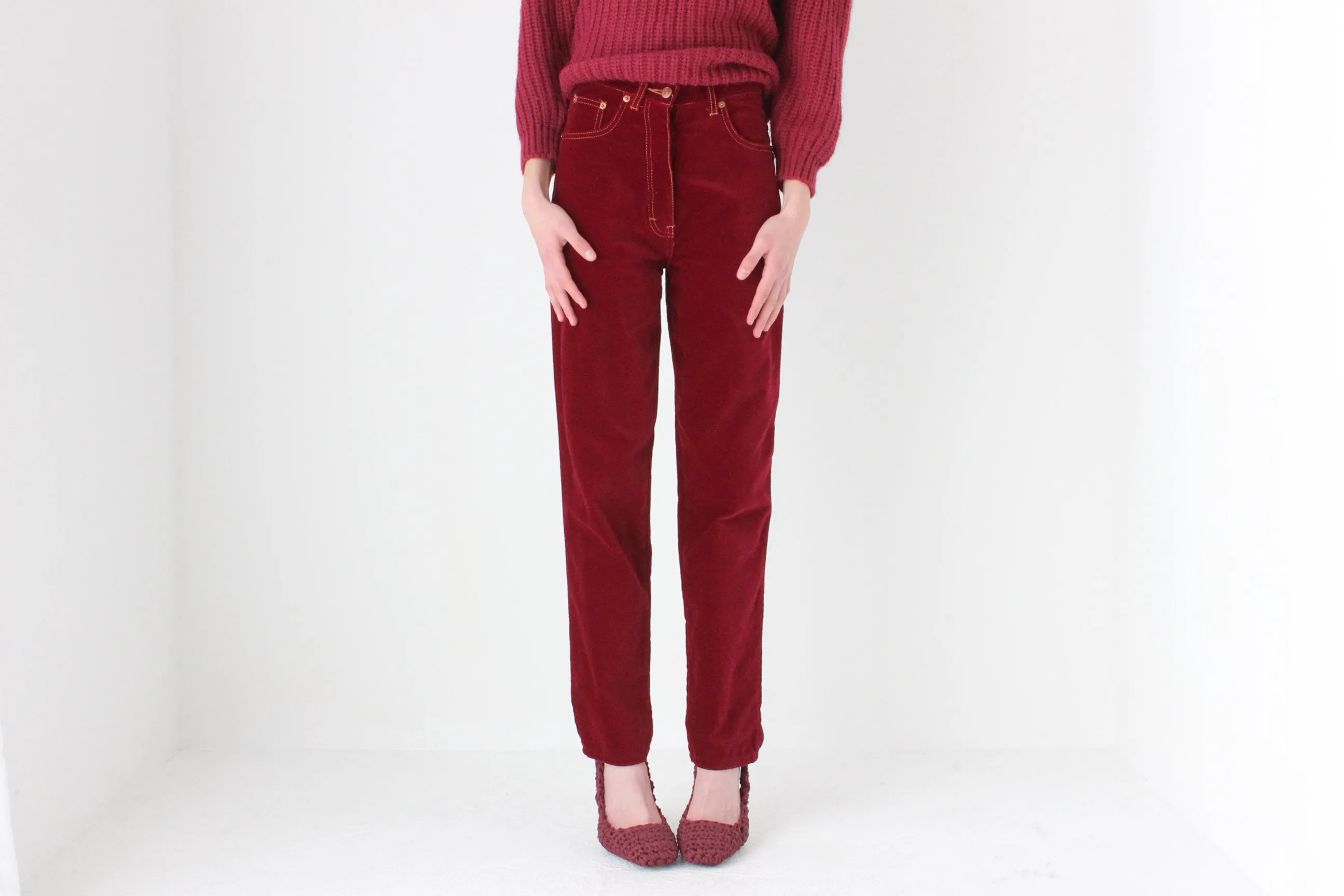 90s HOT Velvet Slim Leg High Waist Jeans