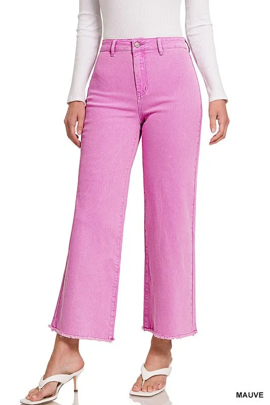 ACID WASHED FRAYED CUTOFF PANTS