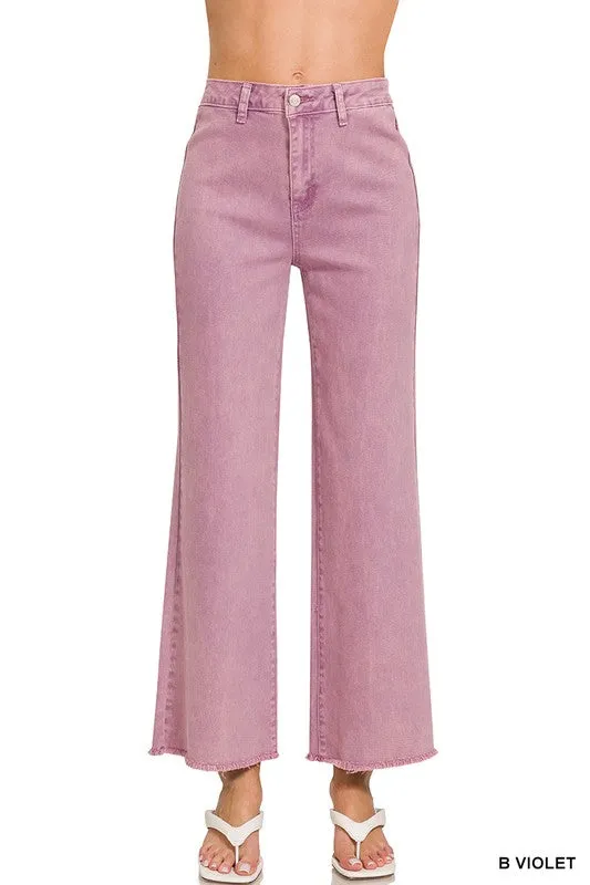 ACID WASHED FRAYED CUTOFF PANTS
