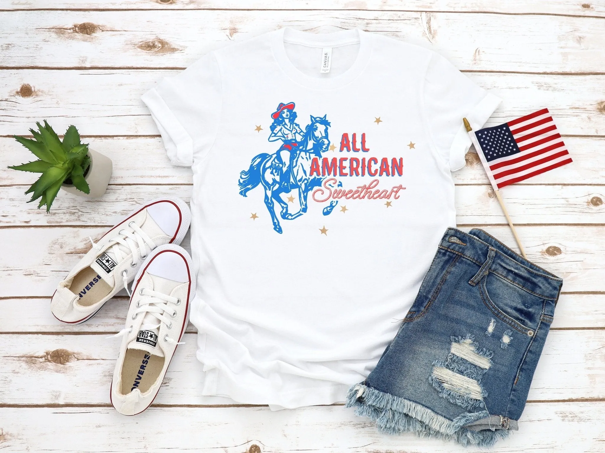 All American Sweetheart 4th Of July Patriotic Western Cowgirl Tank