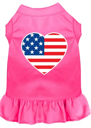 American Flag Heart Screen Print Dress Bright Pink Xxl