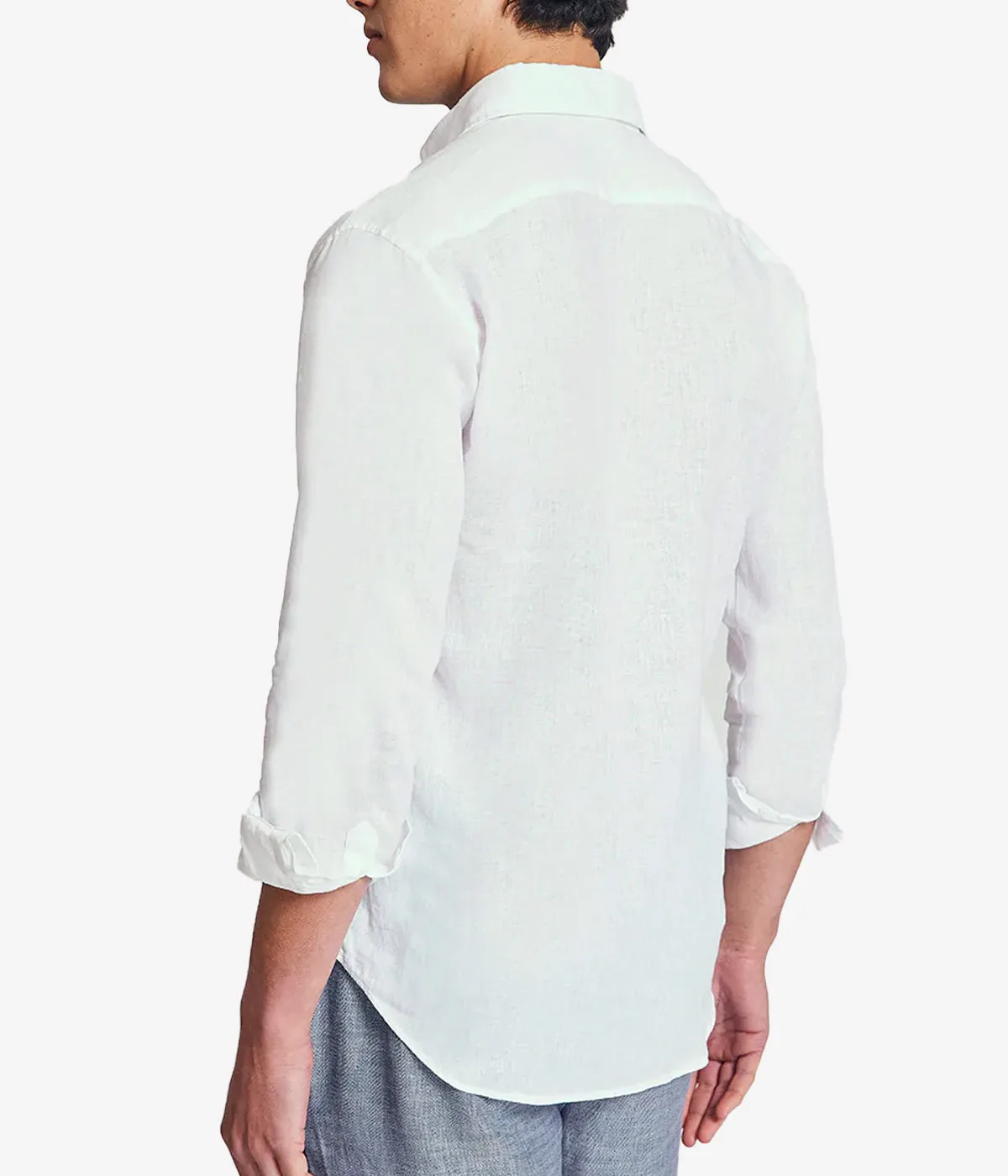 Antonio Linen Long Sleeve Shirt in White