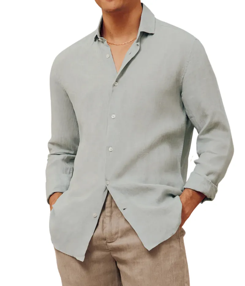 Antonio Linen Shirt in Sky Light