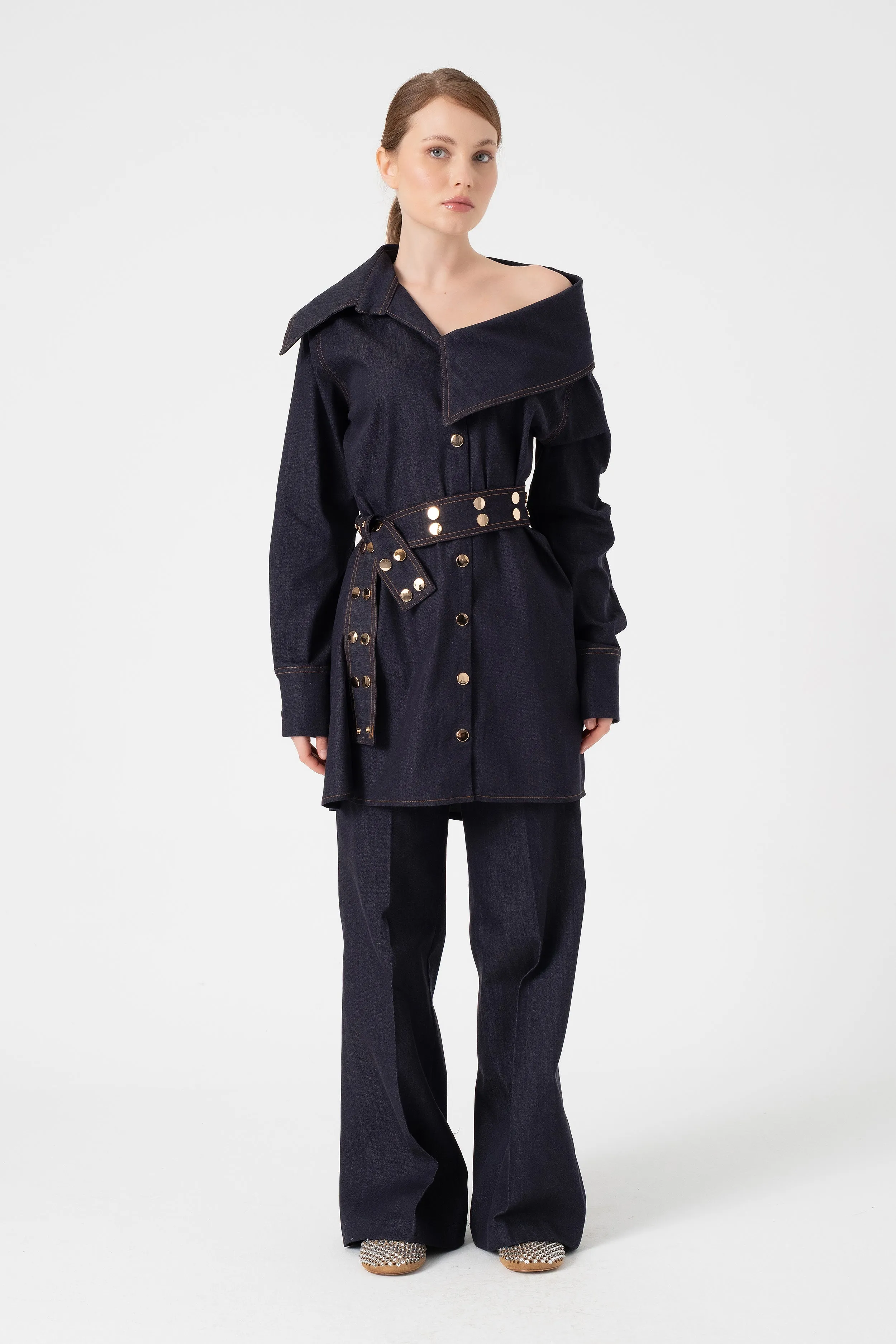 ASYMMETRICAL COLLAR SHIRT