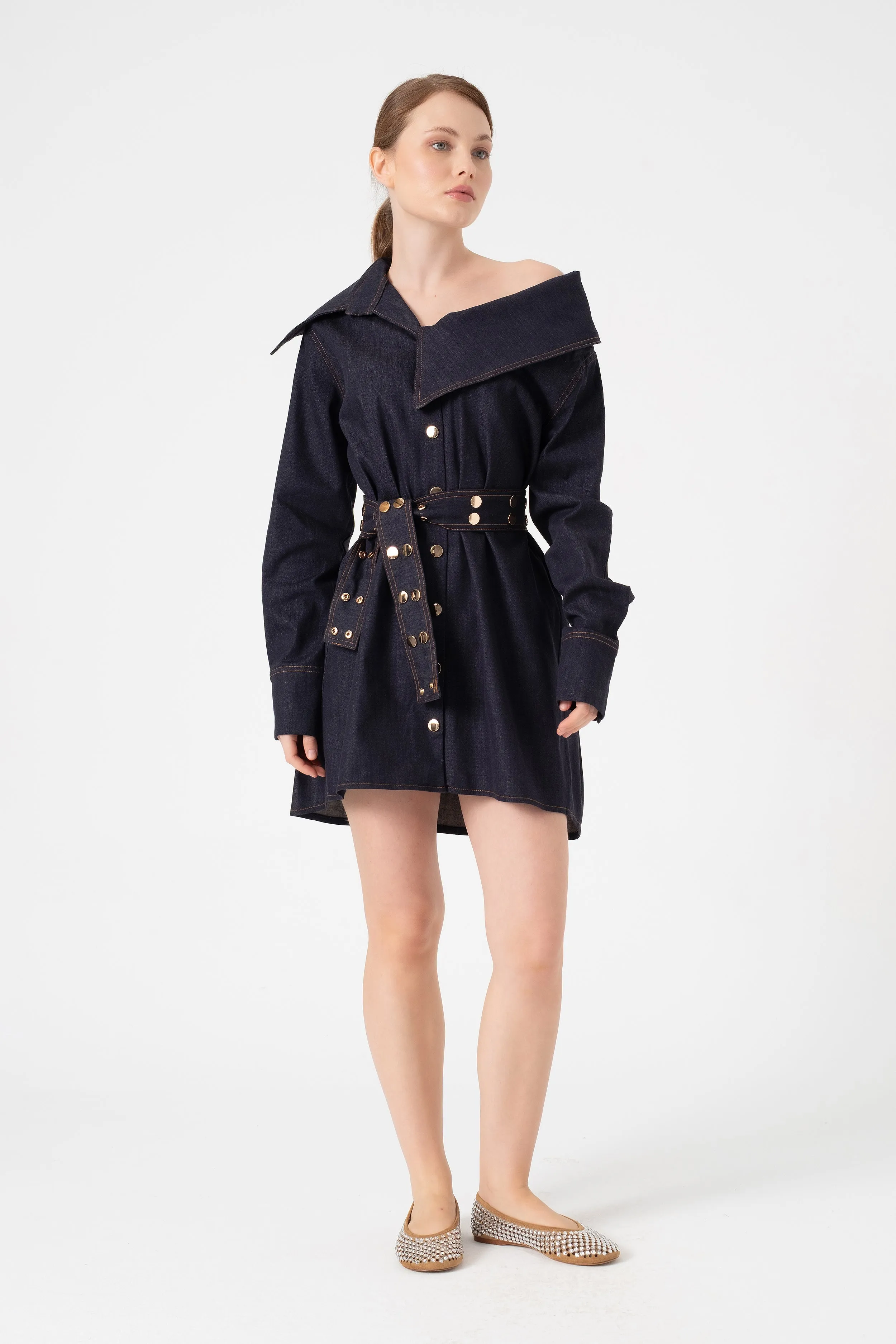 ASYMMETRICAL COLLAR SHIRT