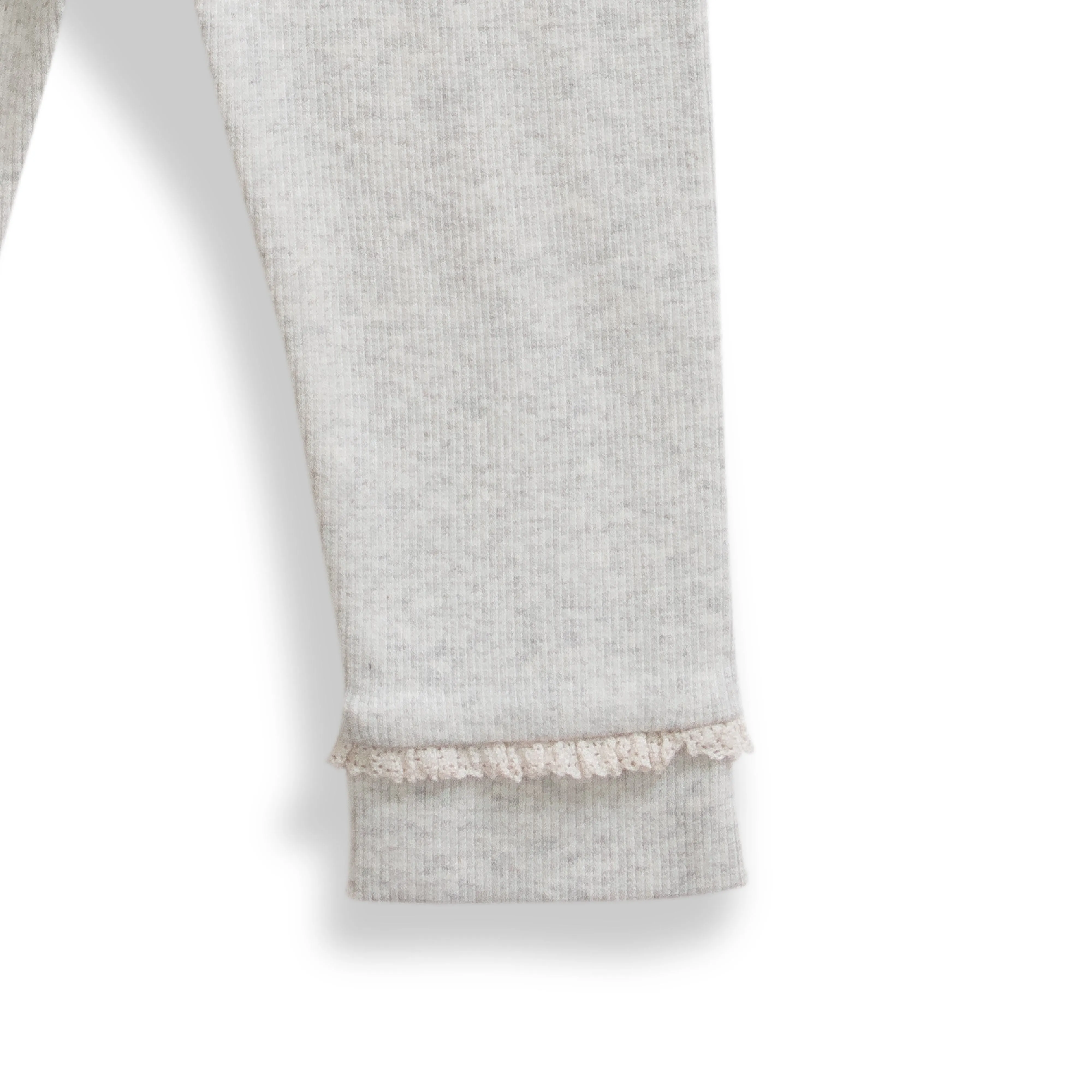 Baby Girls' Soft Cotton Knit Leggings  Light Grey, Cozy Everyday Wear with Bow & Ruffle Hem