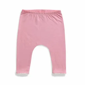 Baby Girls' Soft Cotton Leggings  Pink with Lace Trim, Comfortable Everyday Wear