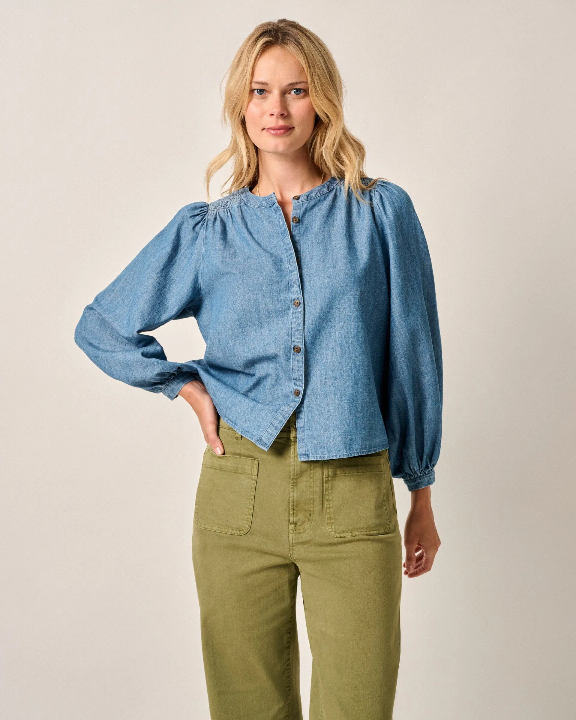 Blair Cotton Button Down Smock Blouse