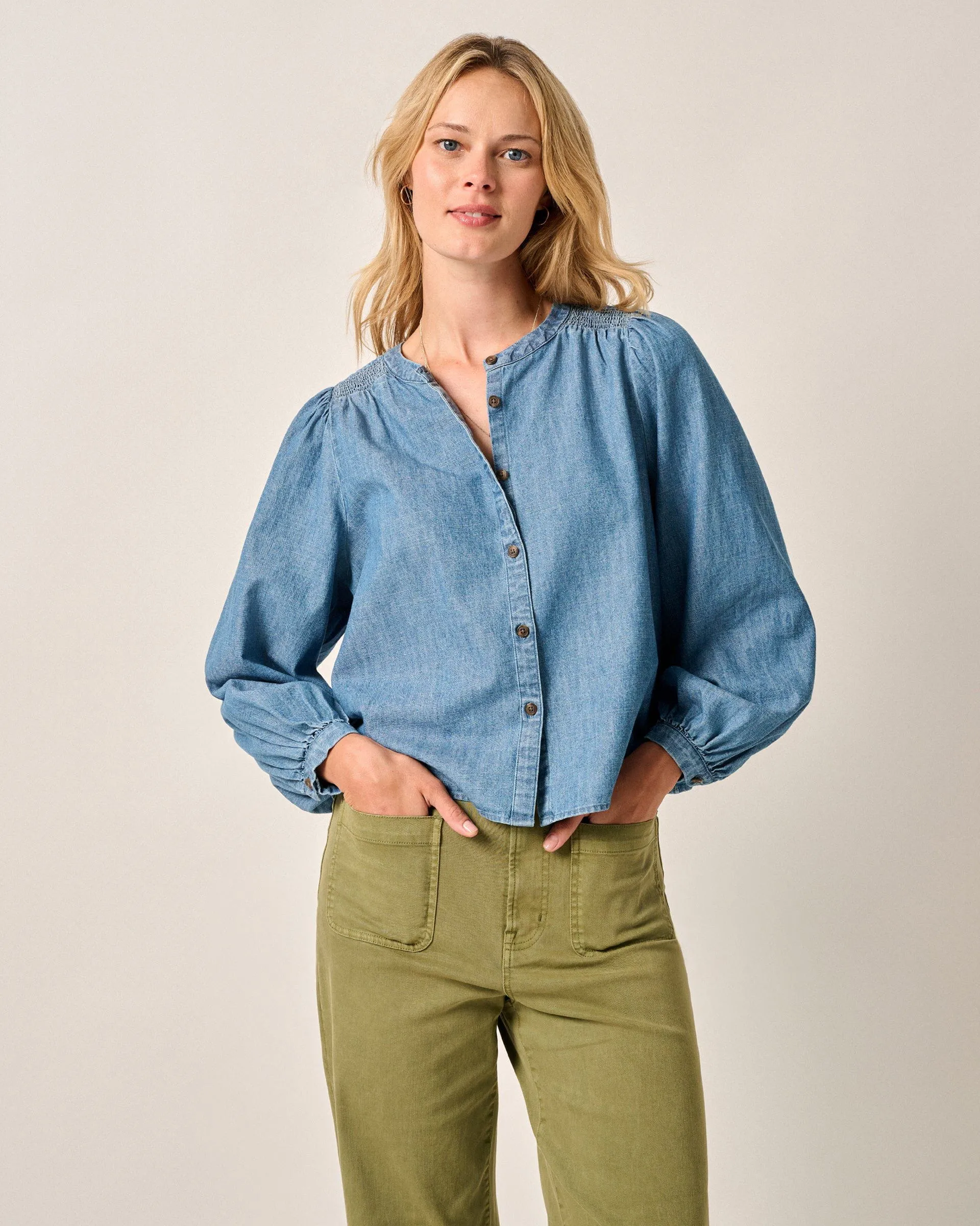Blair Cotton Button Down Smock Blouse