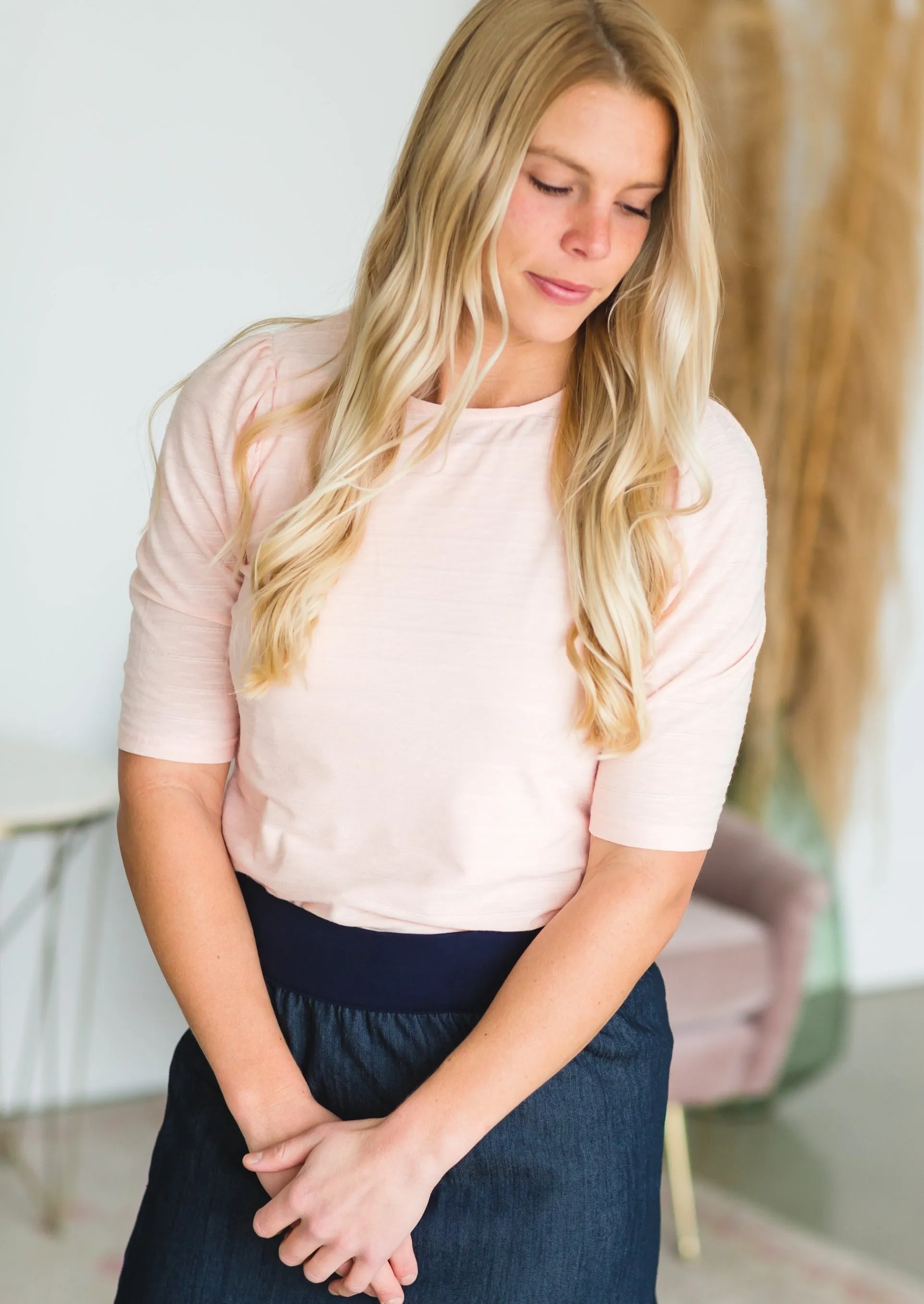 Blush Textured Puff Sleeve Top - FINAL SALE