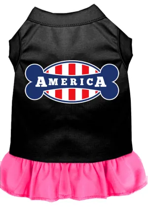 Bonely In America Screen Print Dress Black With Bright Pink Lg