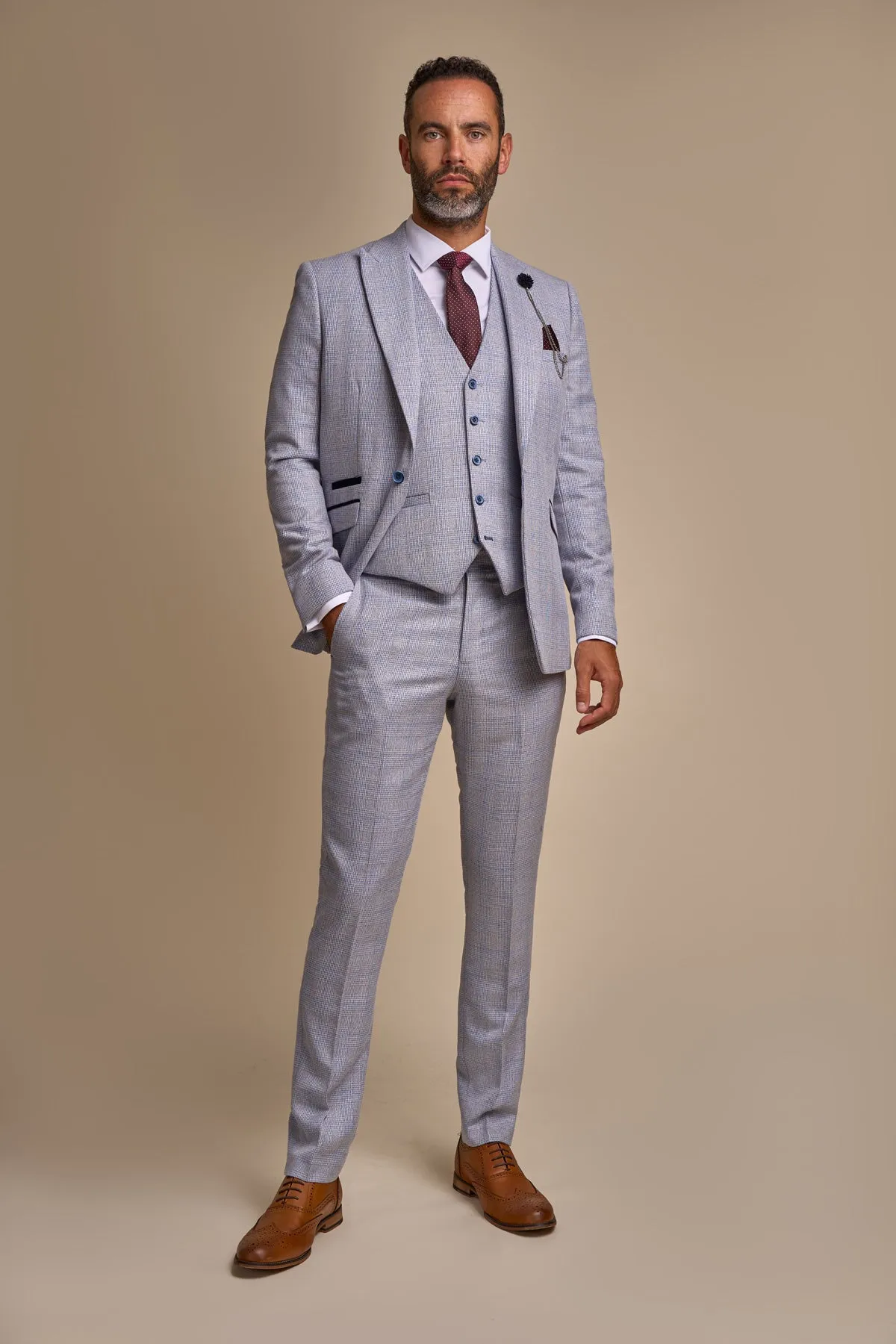 Caridi Sky Blue 3 Piece Wedding Suit