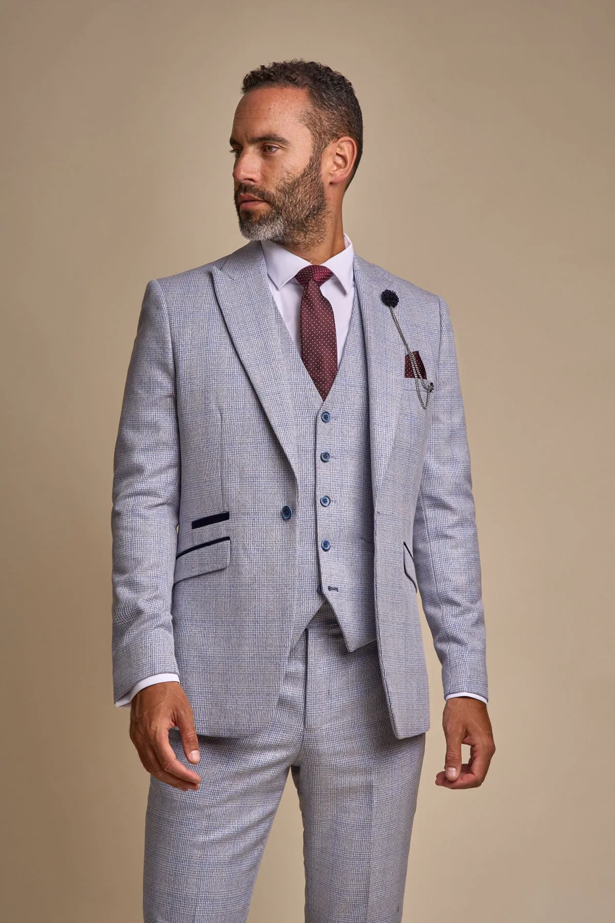 Caridi Sky Blue 3 Piece Wedding Suit