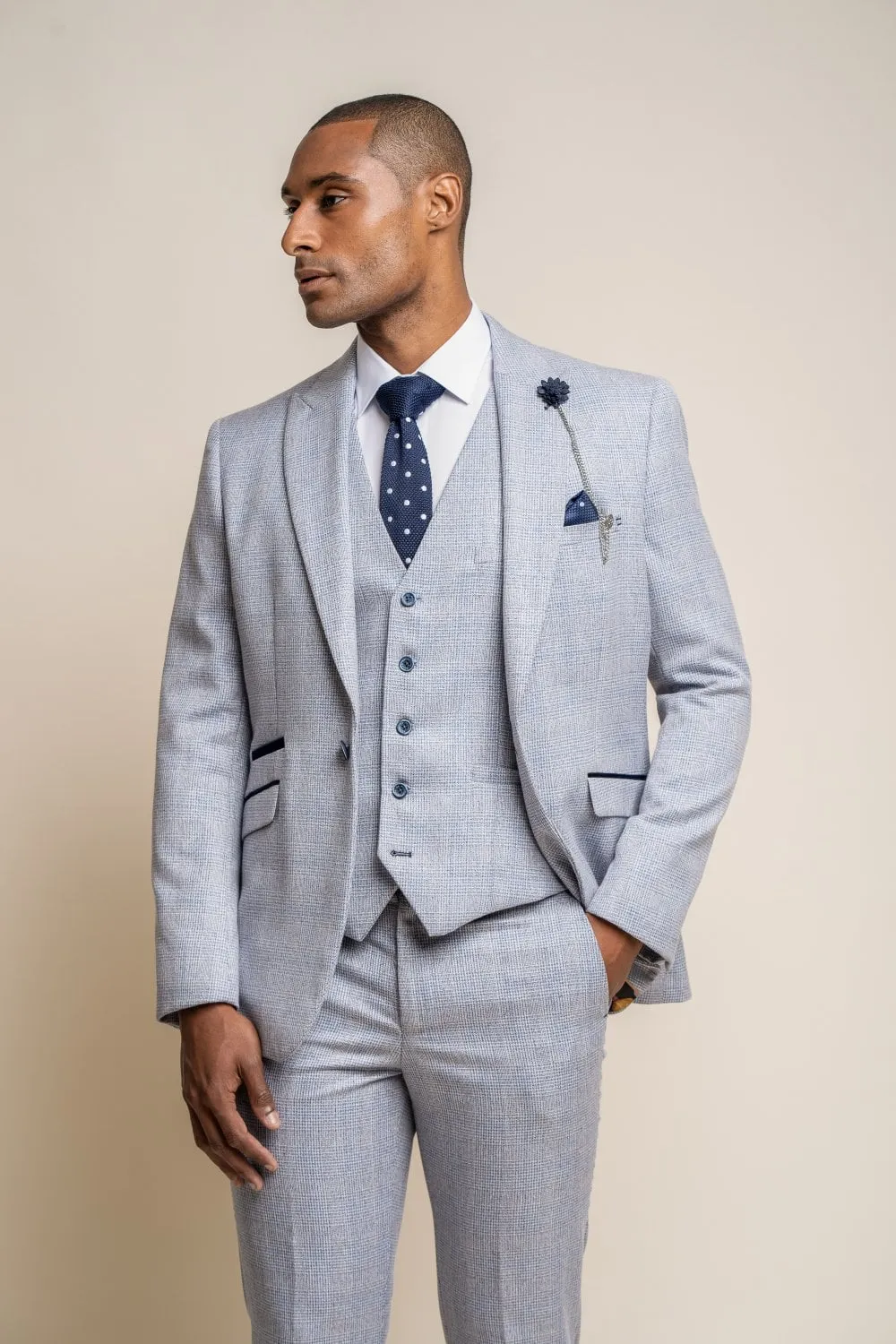 Caridi Sky Blue 3 Piece Wedding Suit