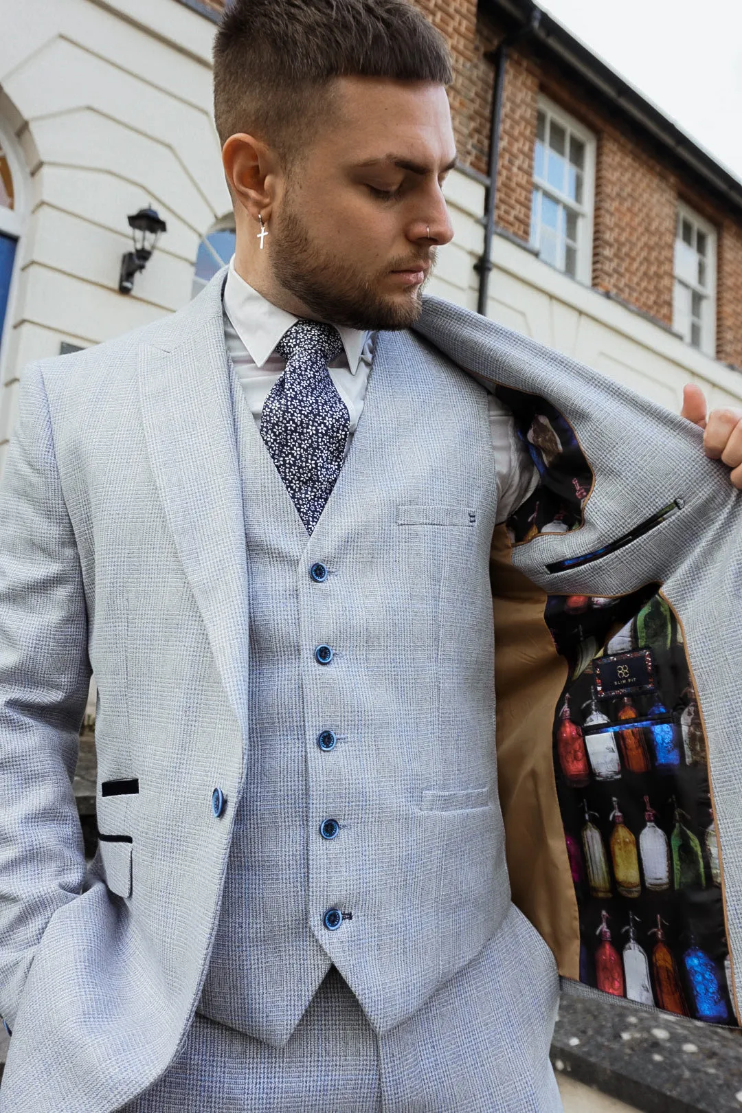 Caridi Sky Blue 3 Piece Wedding Suit