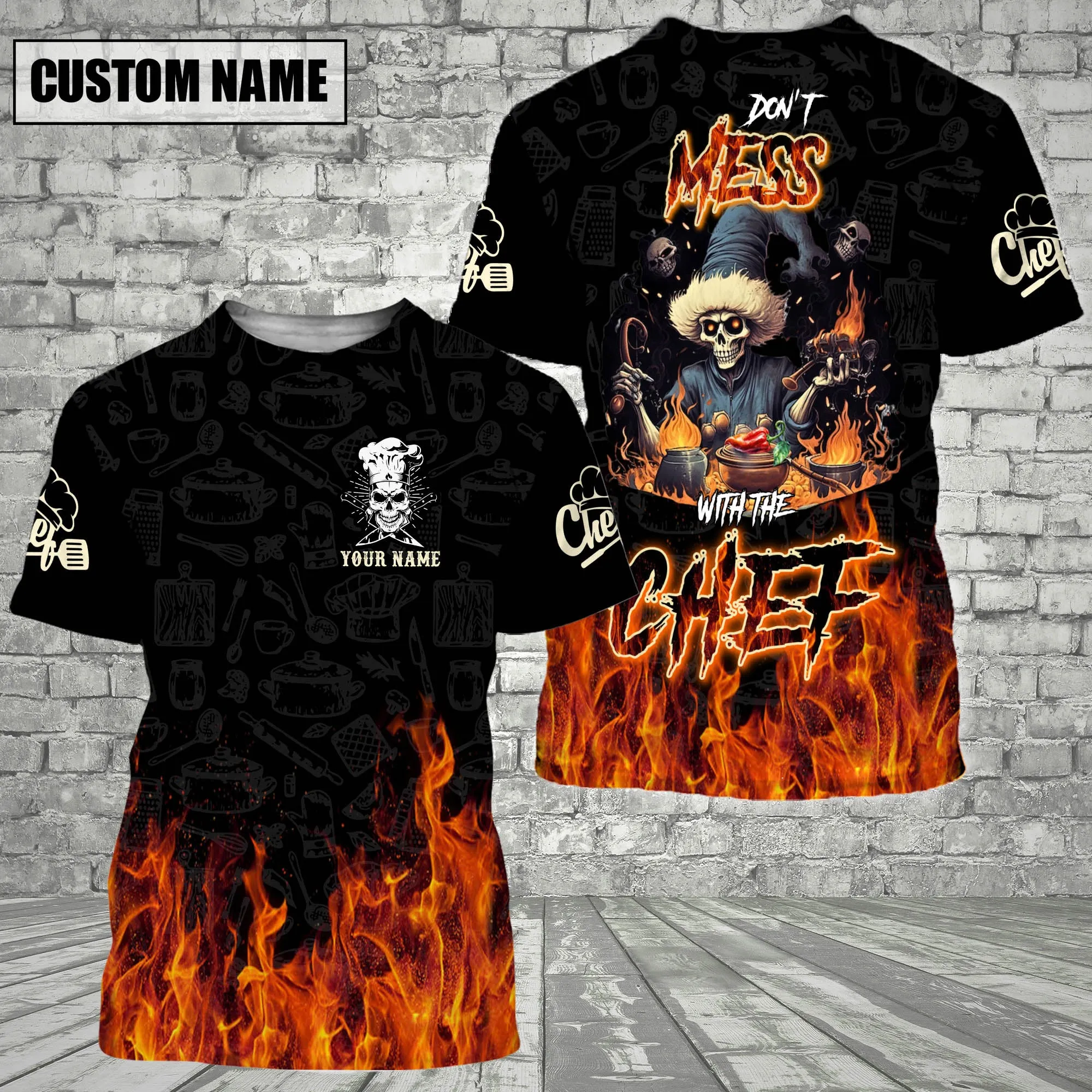 CHEF Fire - Don't Mess with the Chef Personalized Name 3D All Over Printed Shirt