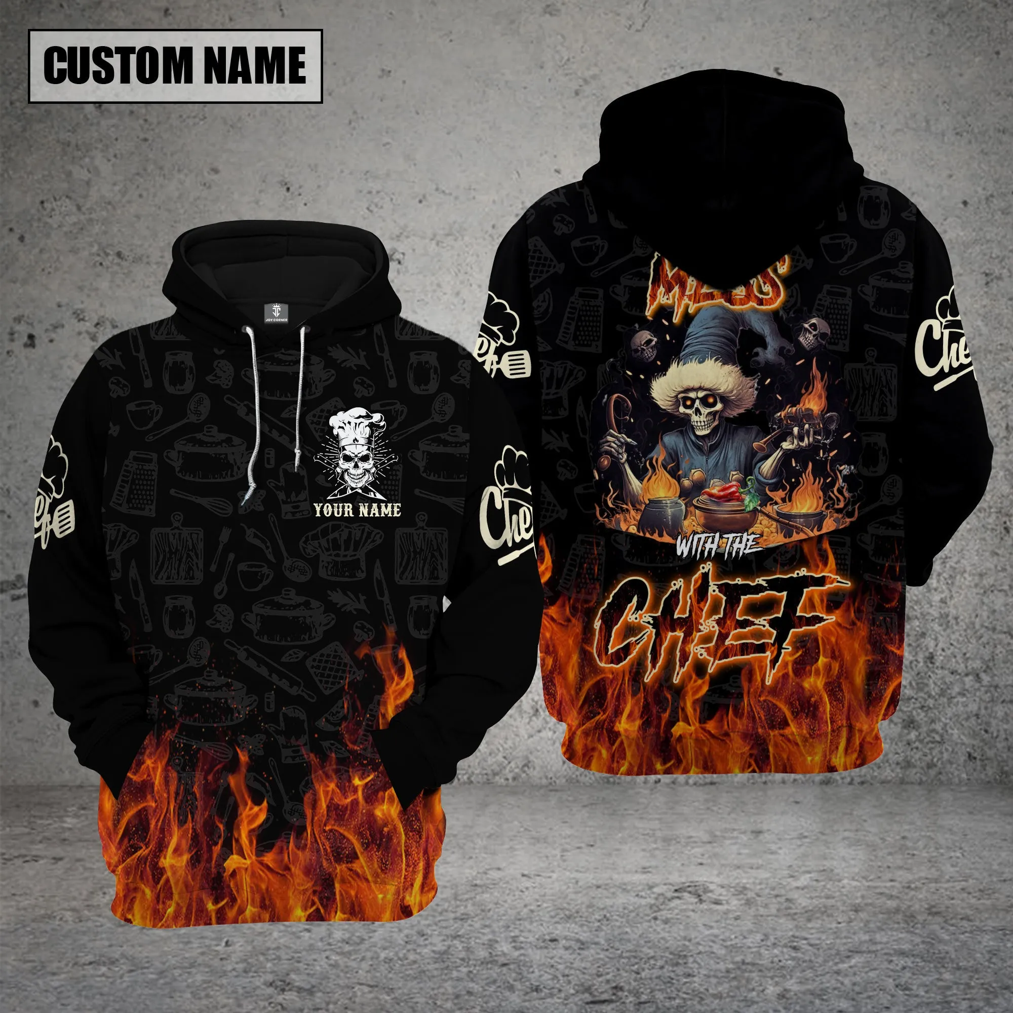 CHEF Fire - Don't Mess with the Chef Personalized Name 3D All Over Printed Shirt