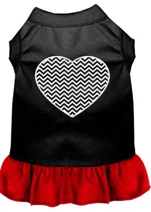 Chevron Heart Screen Print Dress Black With Red Xs