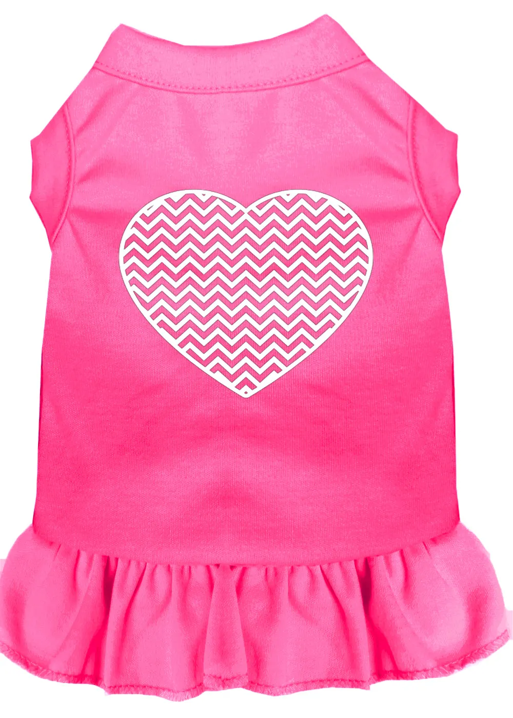 Chevron Heart Screen Print Dress Bright Pink Sm