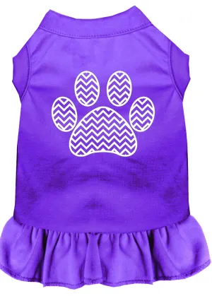 Chevron Paw Screen Print Dress Purple Xxxl