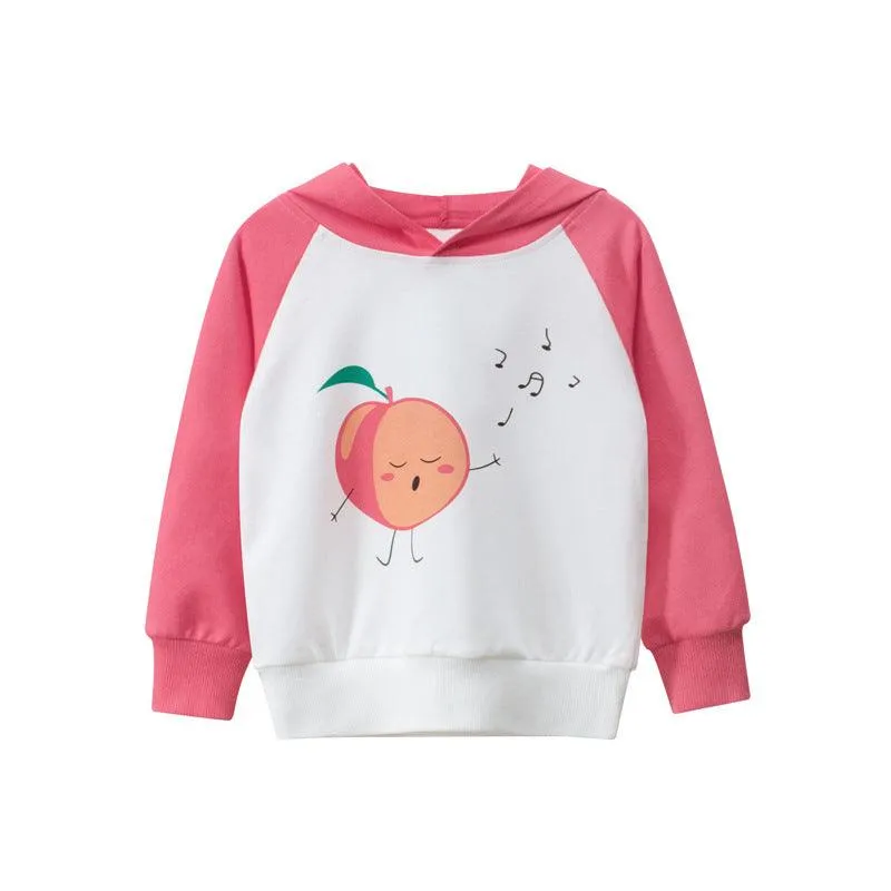 Children's Spring Girls' Loose Hooded Long Sleeve Wweater