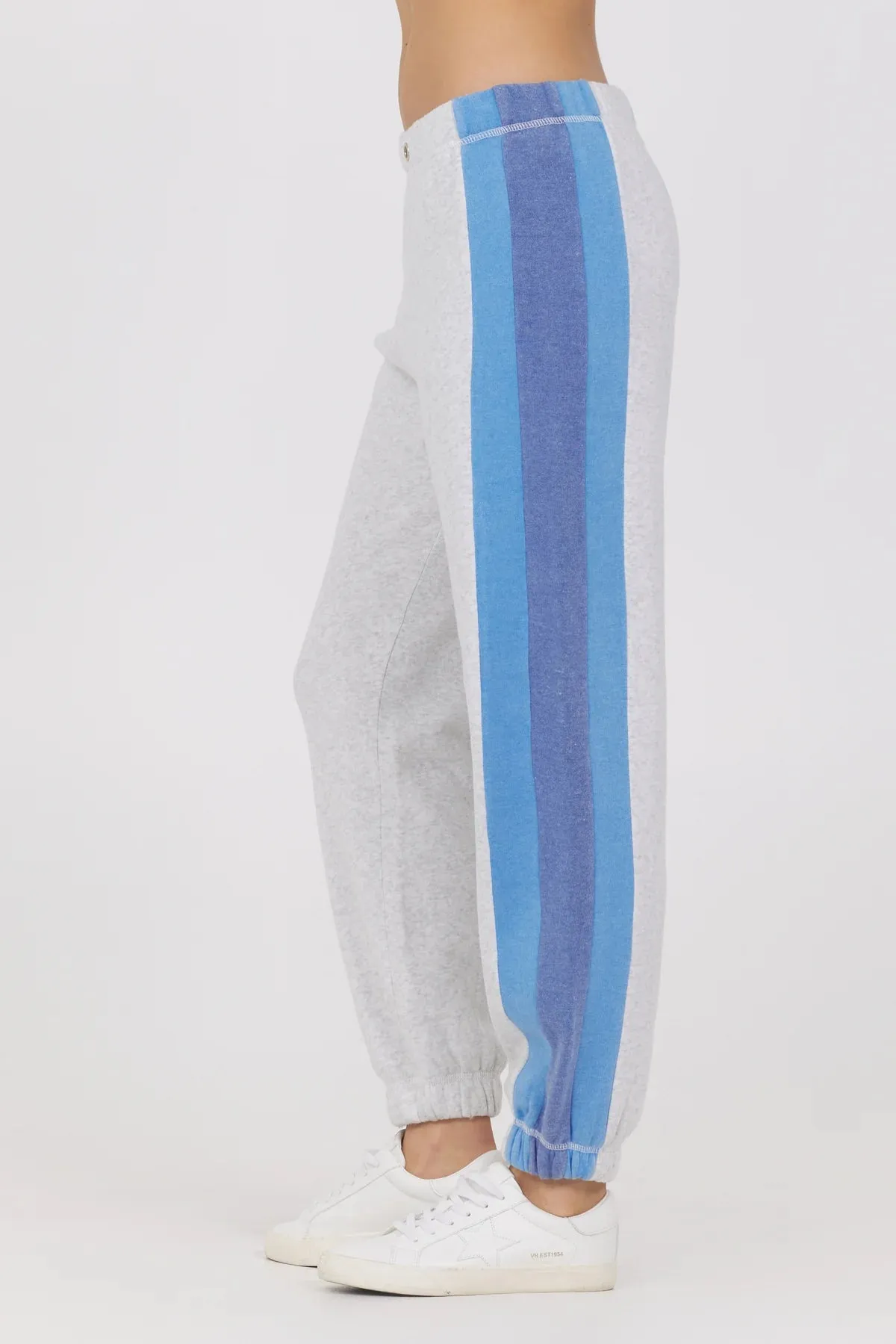 COLOR BLOCK BURNOUT FLEECE JOGGERS - ASH GREY MULTI BLUE