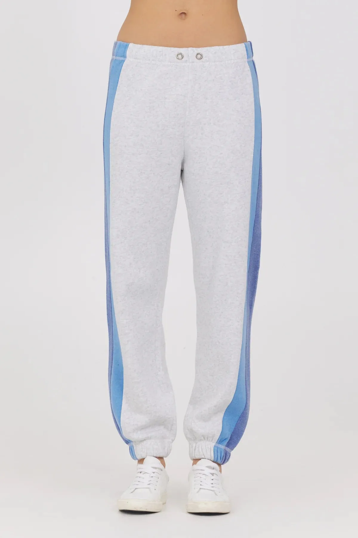 COLOR BLOCK BURNOUT FLEECE JOGGERS - ASH GREY MULTI BLUE