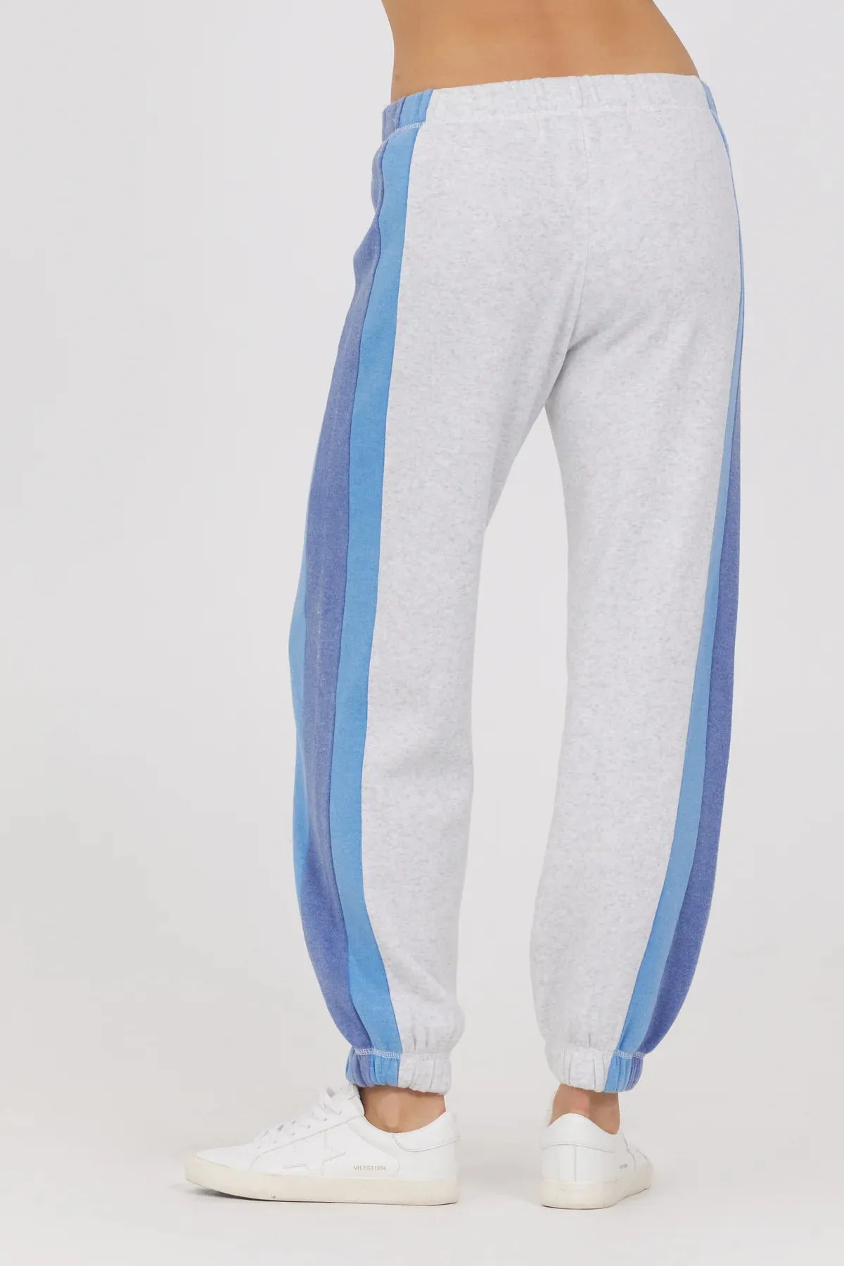 COLOR BLOCK BURNOUT FLEECE JOGGERS - ASH GREY MULTI BLUE
