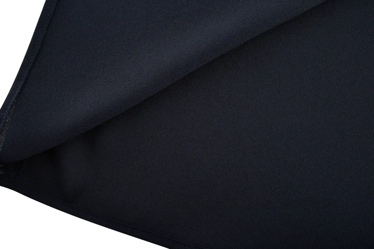 Crepe Stand Collar Tie Front Blouse