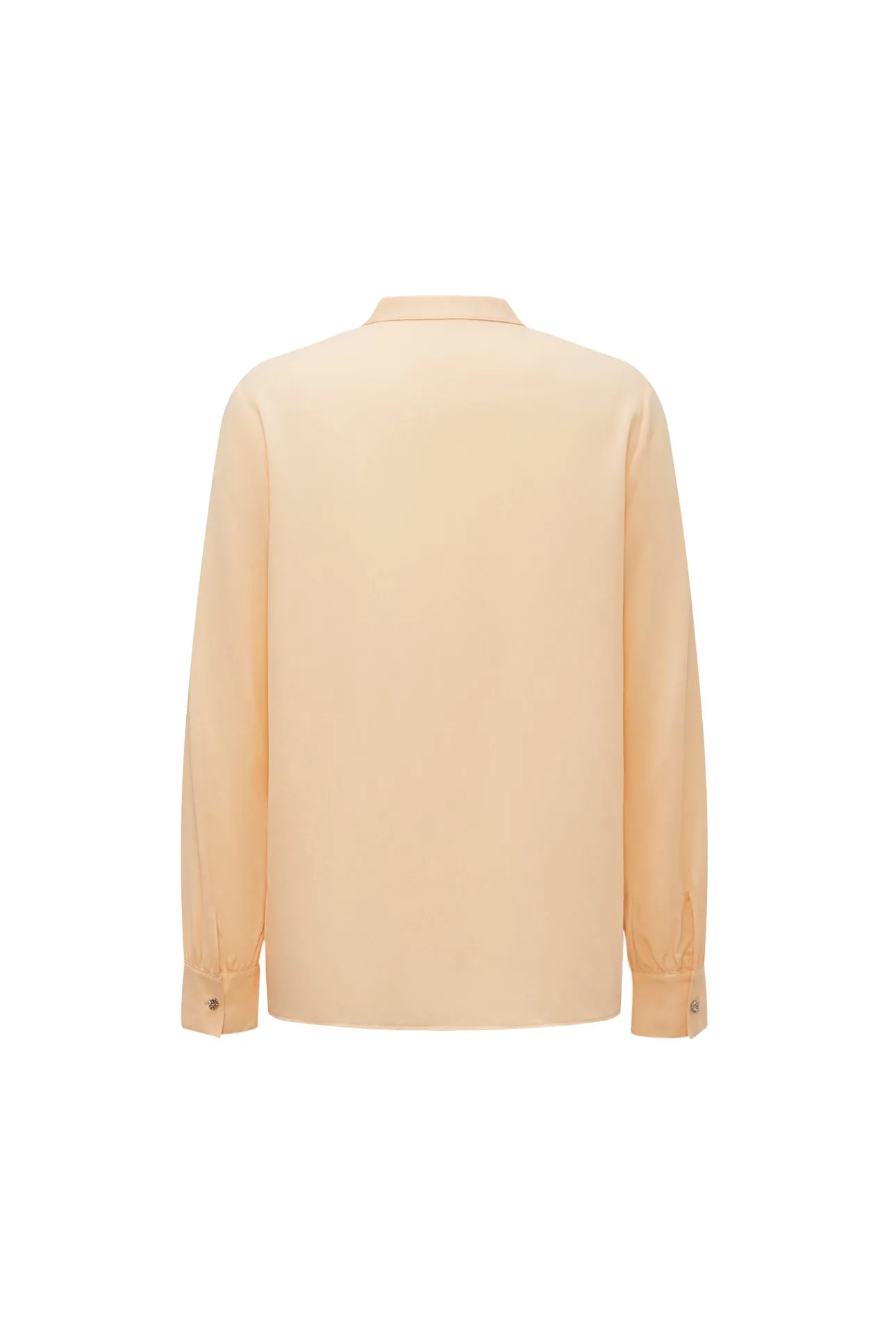 Crepe Stand Collar Tie Front Blouse