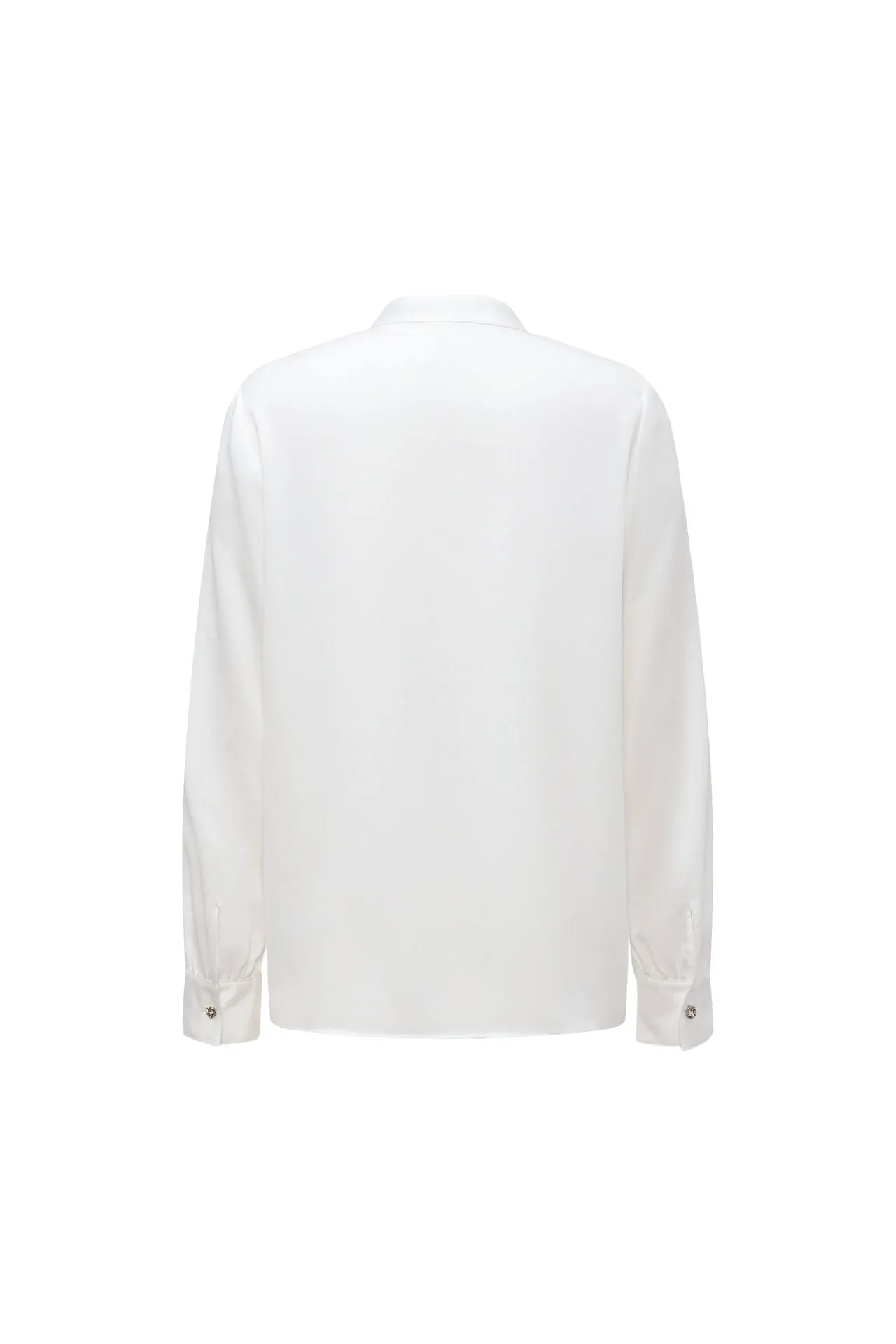 Crepe Stand Collar Tie Front Blouse