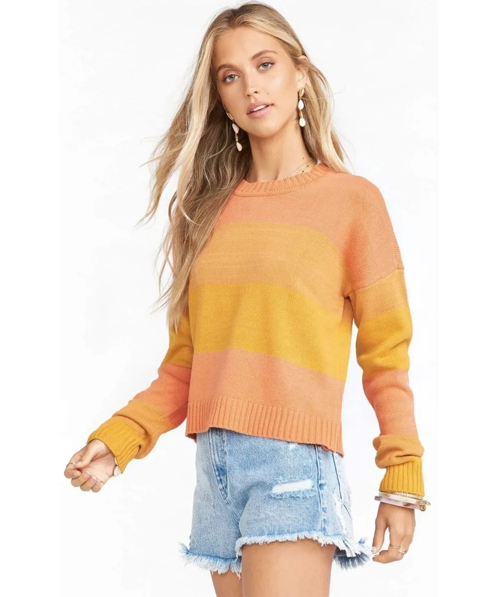 Cropped Varsity Sweater Sunshine Stripe