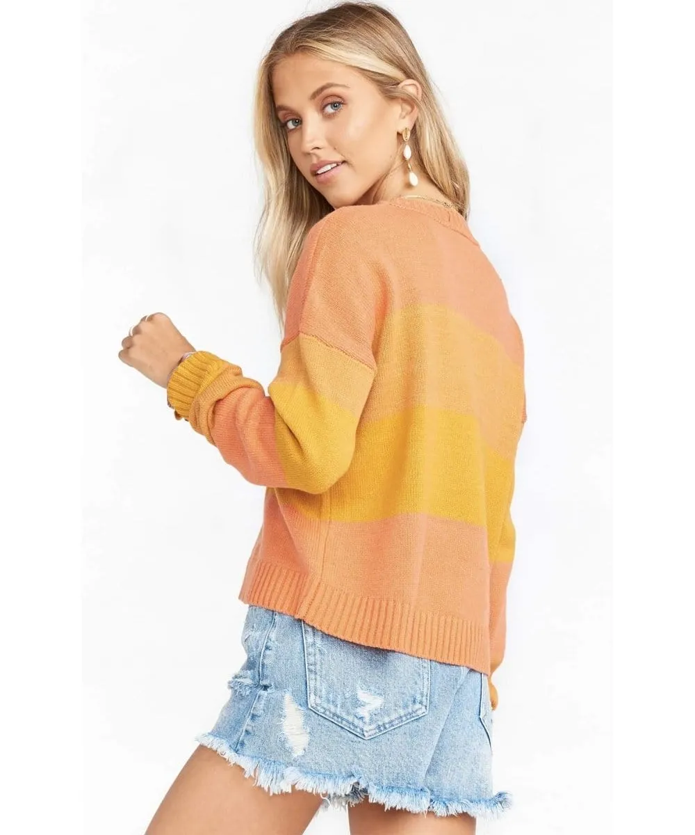 Cropped Varsity Sweater Sunshine Stripe