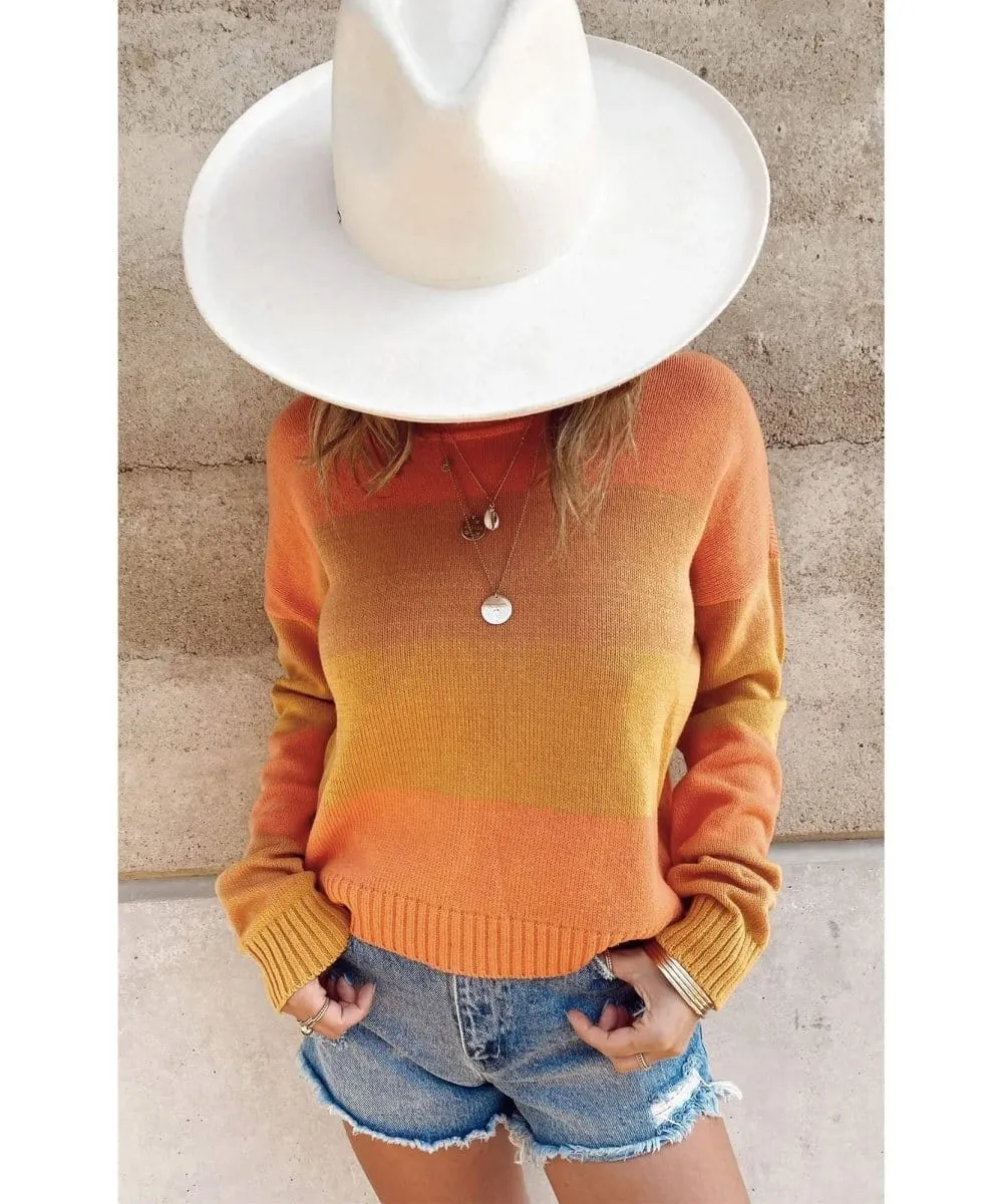 Cropped Varsity Sweater Sunshine Stripe