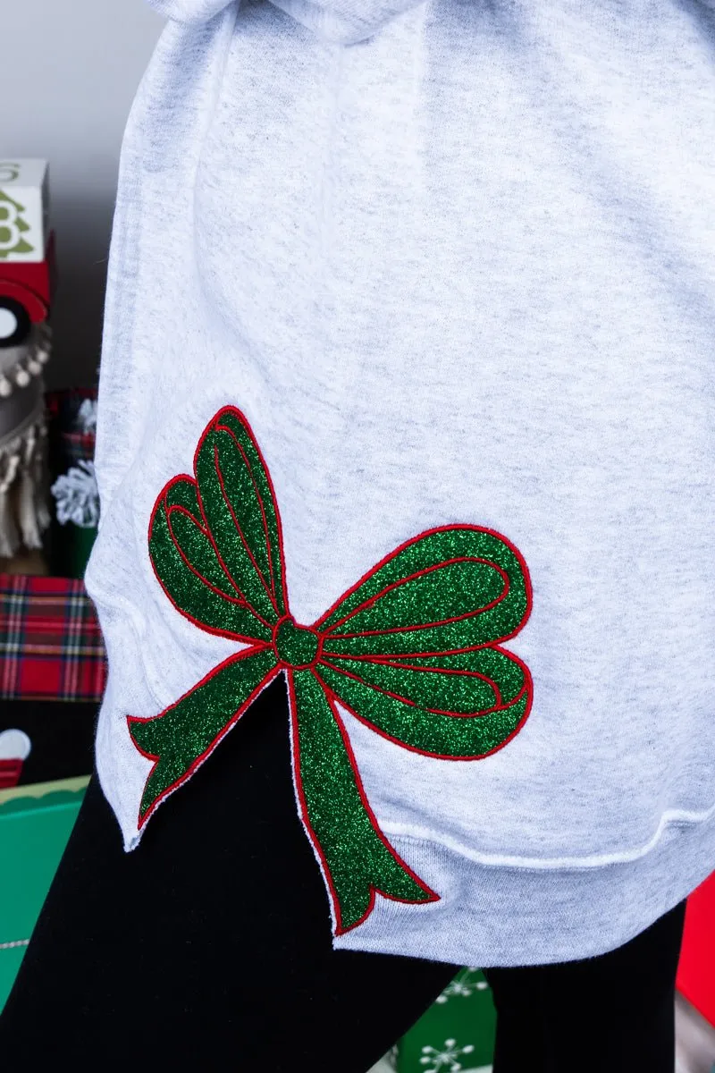 Embroidered Christmas Side Bows Merry Unisex NuBlend Crew Sweatshirt