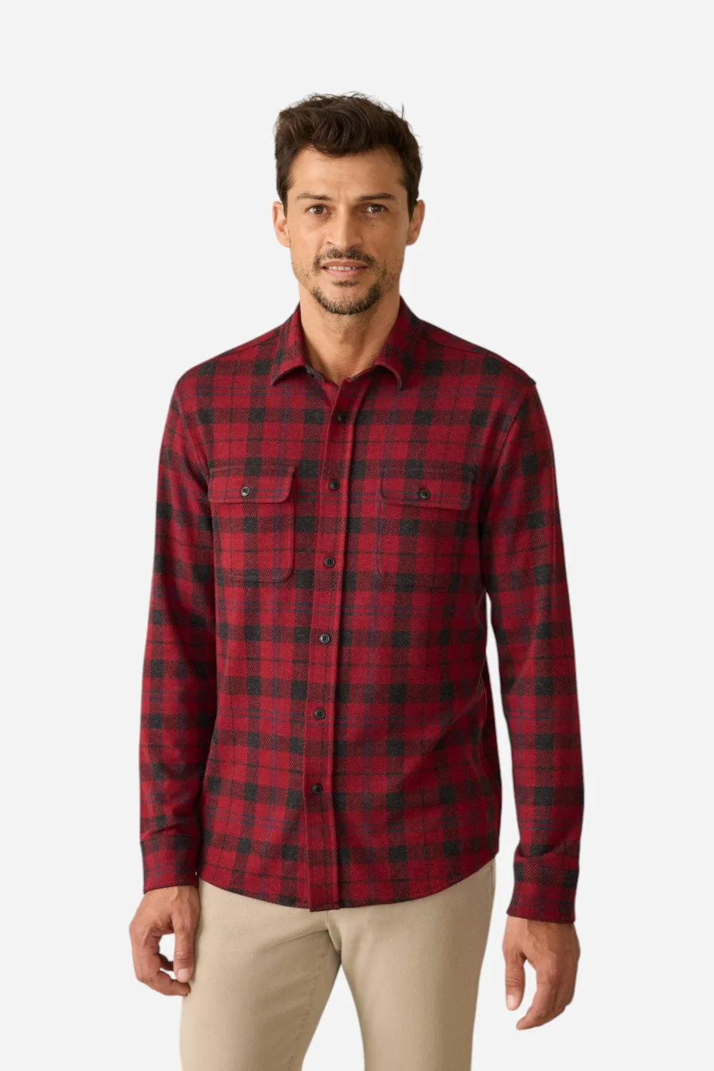 Faherty Legend Sweater Shirt in Cherry Creek Plaid