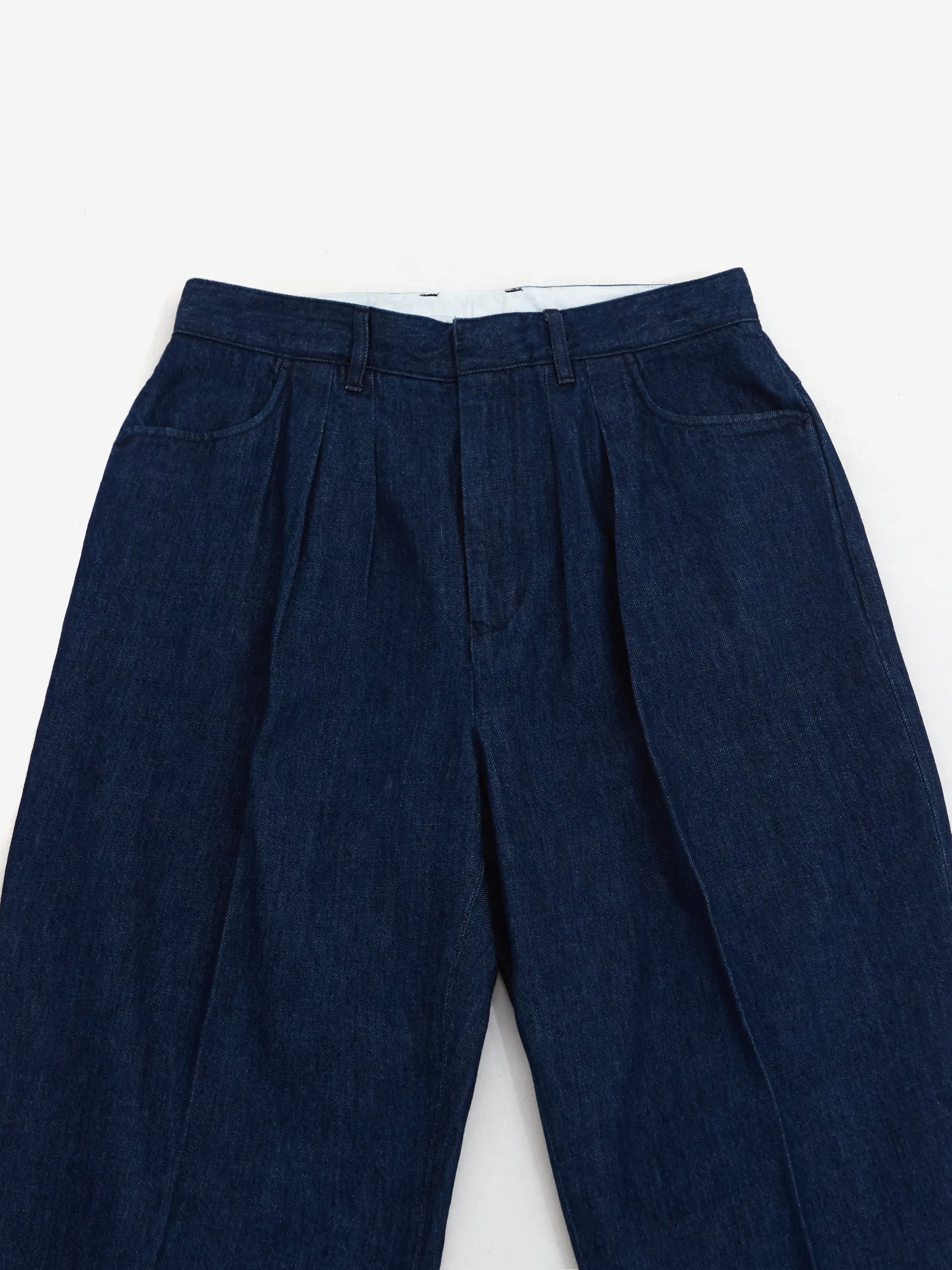 Farah Japan Two Tuck Wide Tapered Pants - Blue