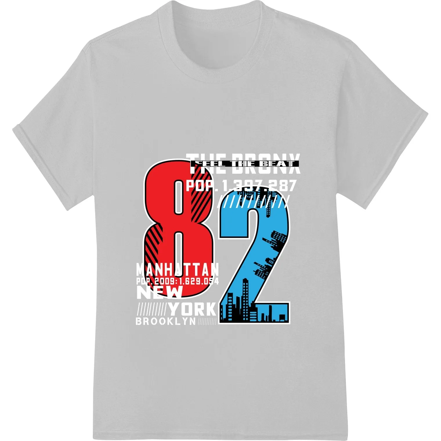 Feel the Beat: Bold Manhattan 82 Graphic DTF Heat Transfer