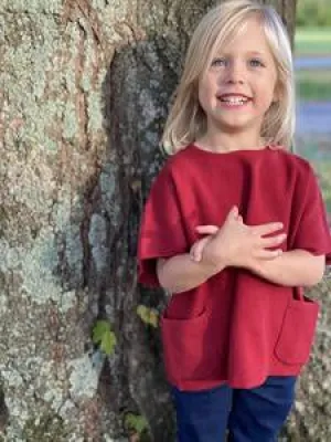 Fiona Girls’ Burgundy Short Sleeve Sweater - Select Size