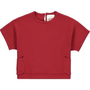 Fiona Girls’ Burgundy Short Sleeve Sweater - Select Size