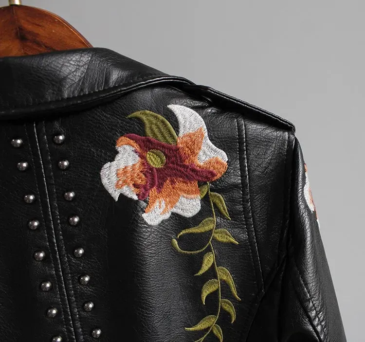 Floral Biker Leather Jacket