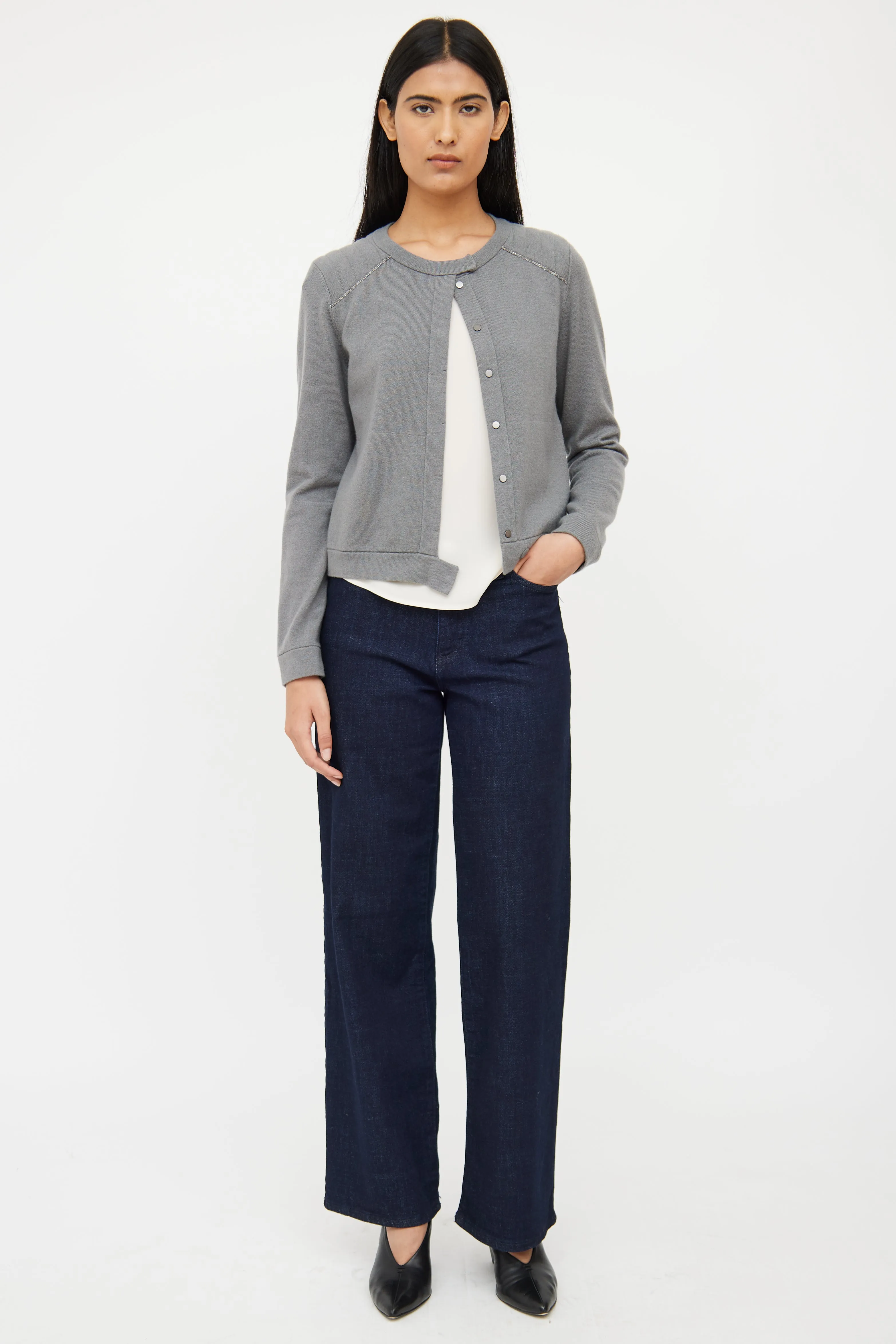 Grey Cashmere Monili Cardigan