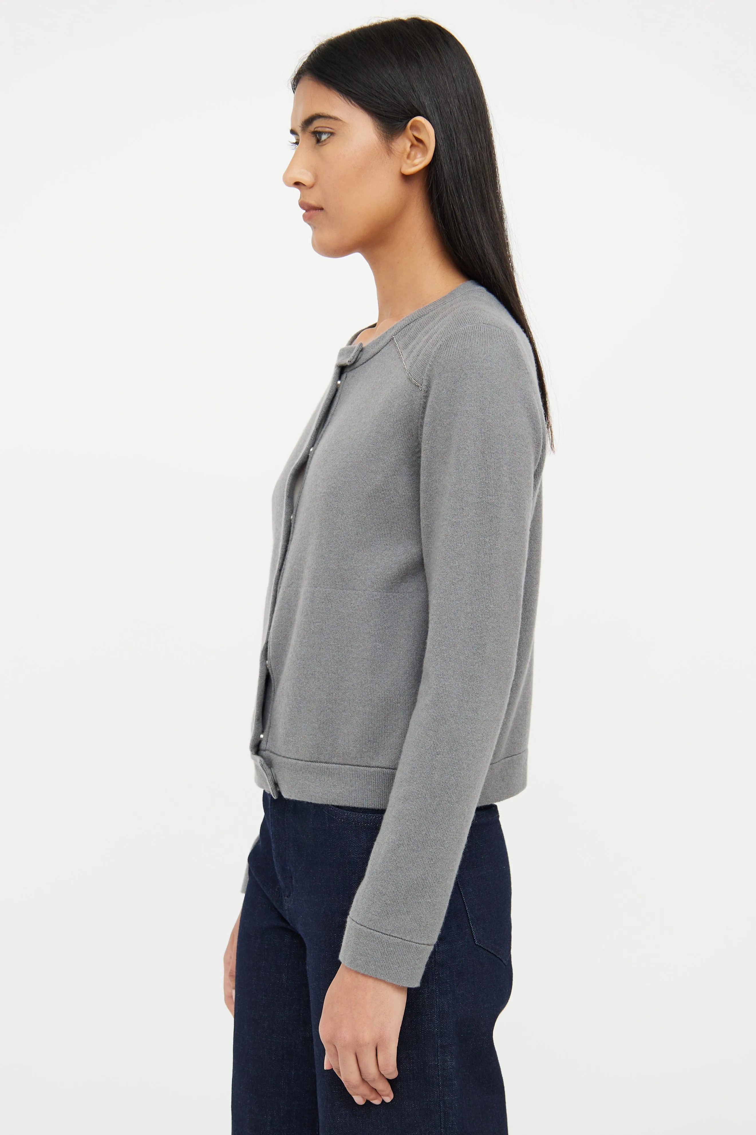 Grey Cashmere Monili Cardigan