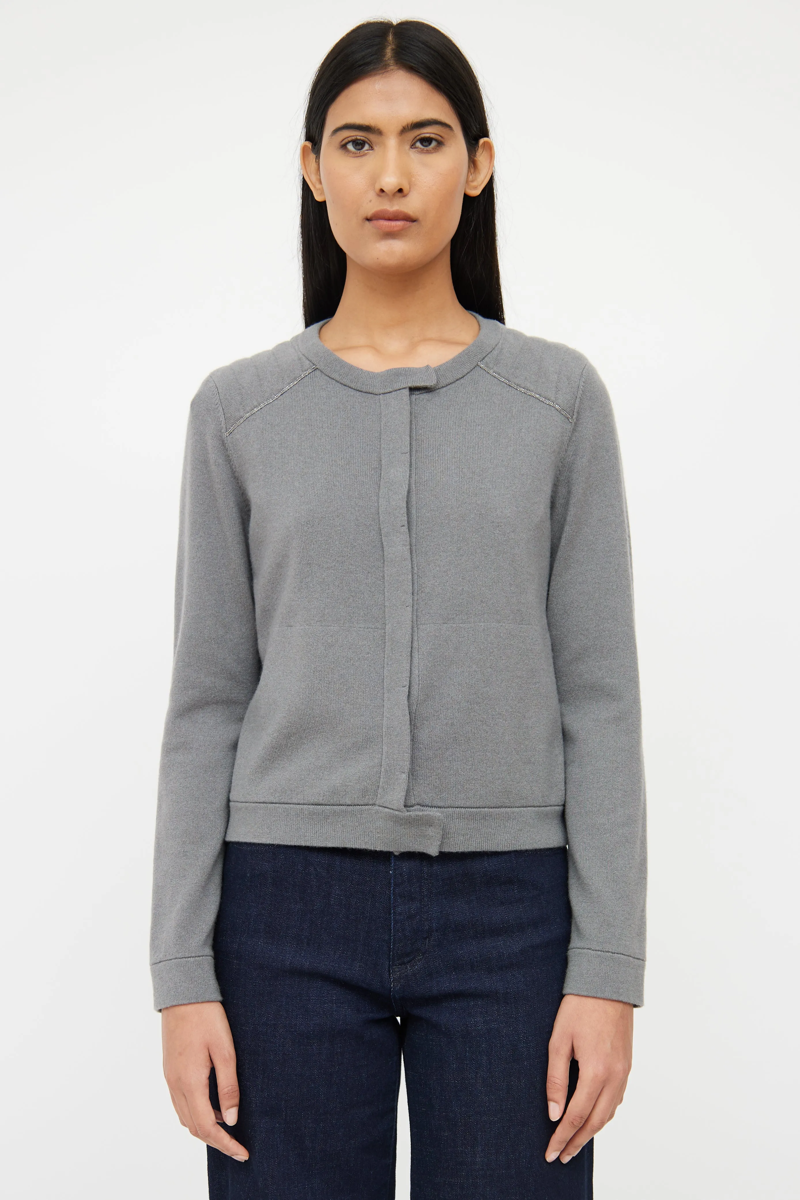 Grey Cashmere Monili Cardigan