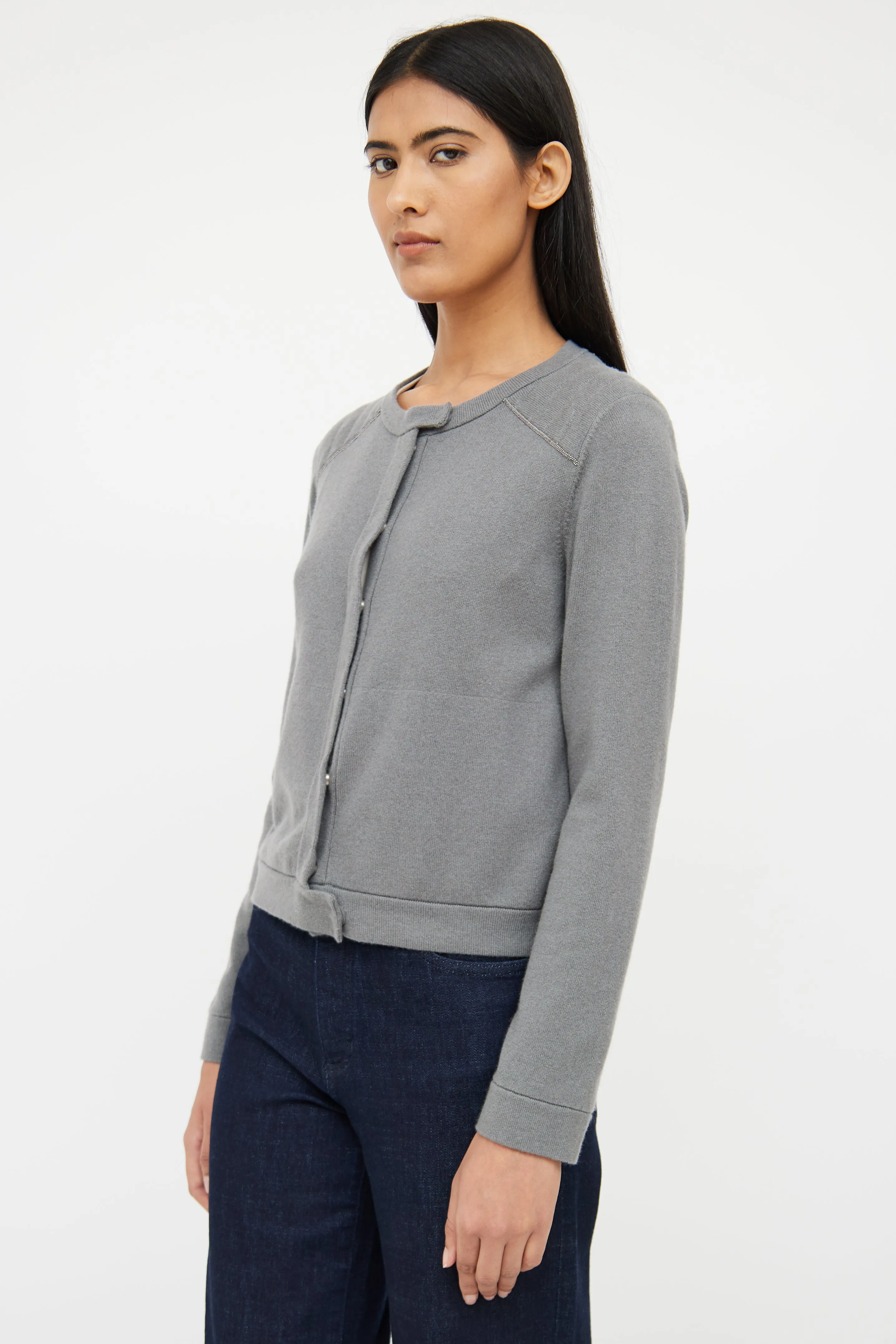 Grey Cashmere Monili Cardigan