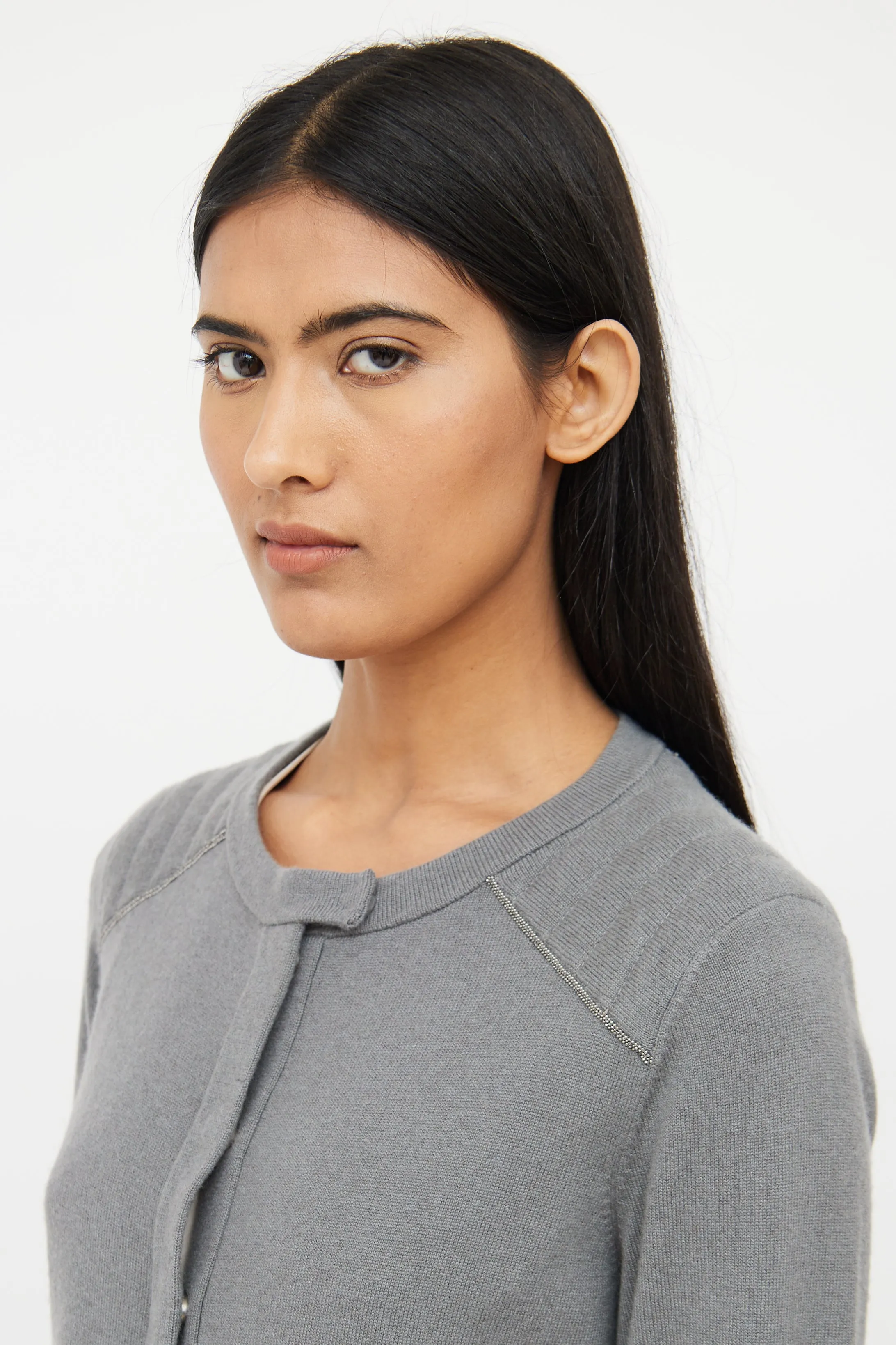 Grey Cashmere Monili Cardigan