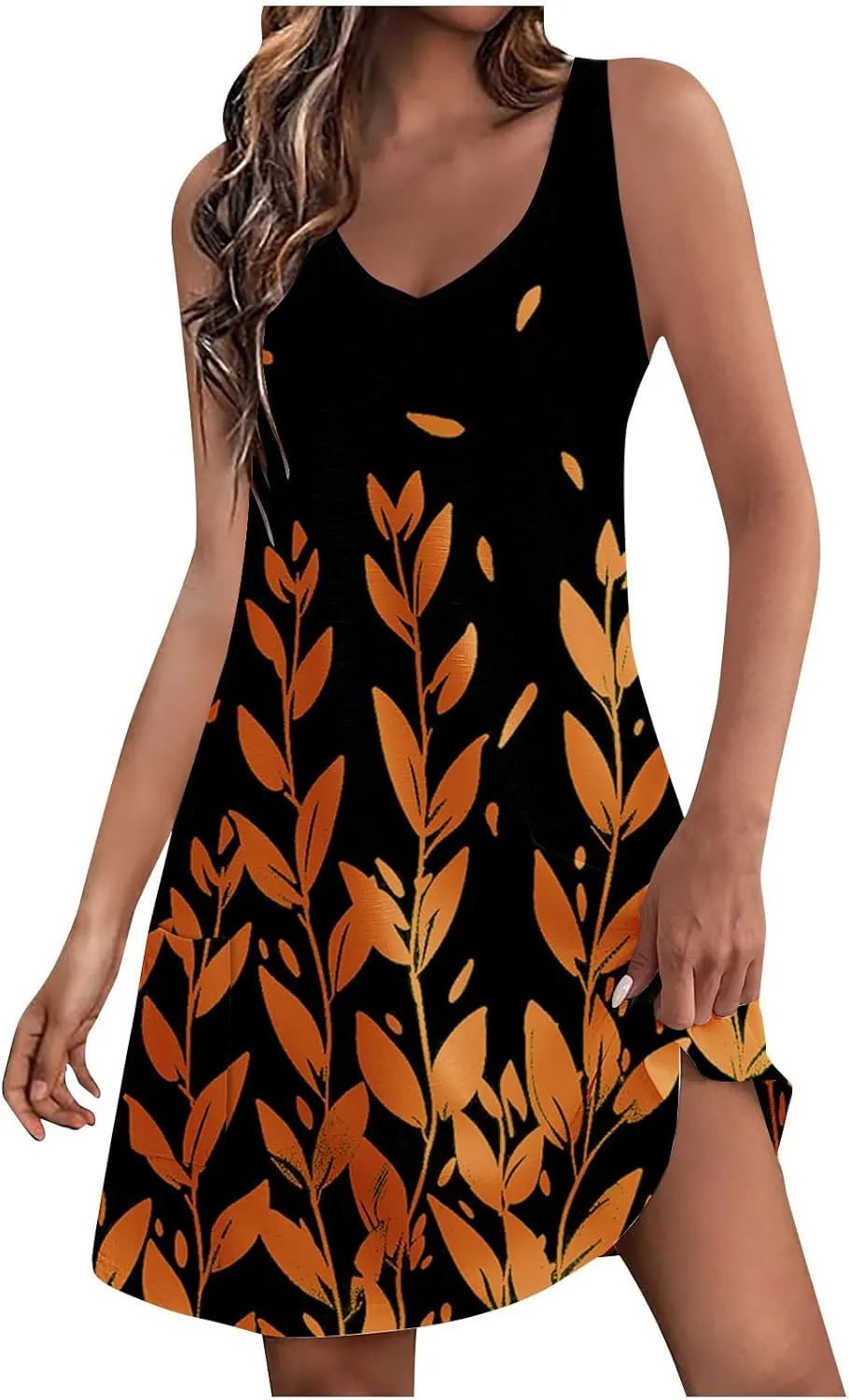 hlysgo Short Dress for Women 2025 Summer Sleeveless V Neck Mini Sundress Casual Beachwear Coverup Tank Dresses with Pockets